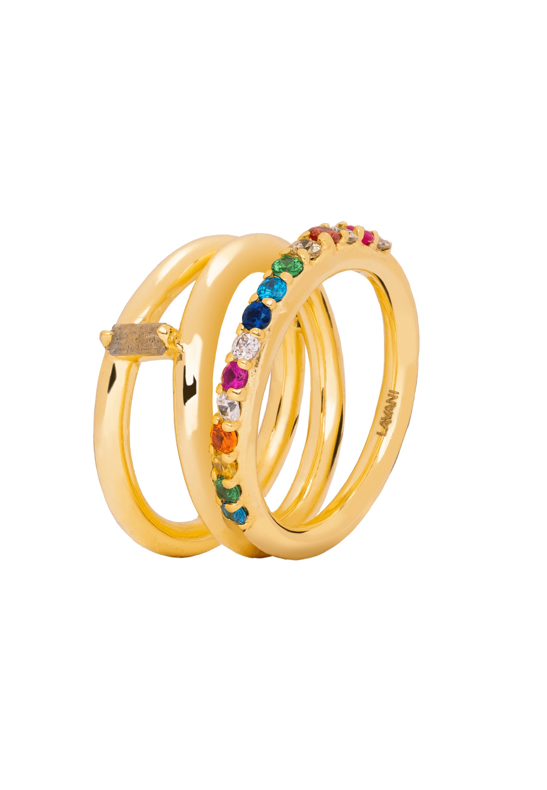 Imagen 0 de Anillo bañado en oro con circonitas idol Multicolor