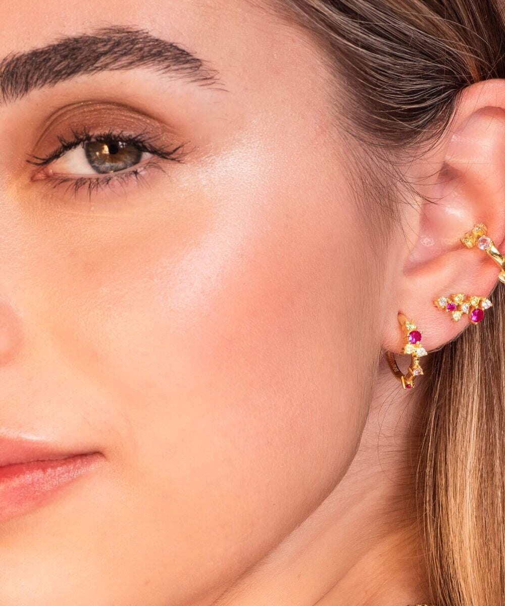Pendiente individual bañado en oro earcuff orchid - Lavani Jewels - Rosa Rosa-2