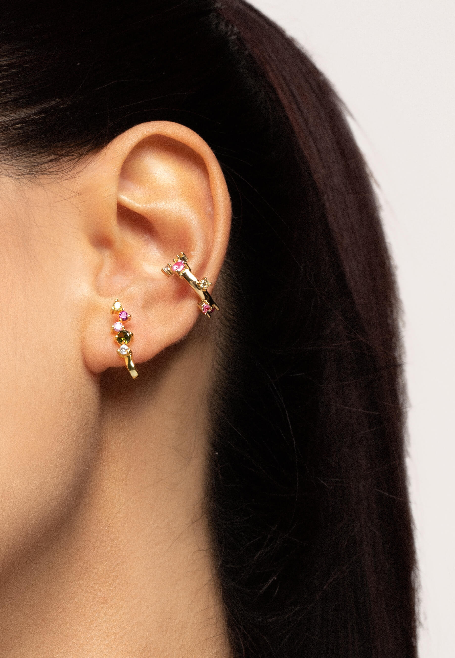 Pendiente individual bañado en oro earcuff orchid - Lavani Jewels - Rosa Rosa-3