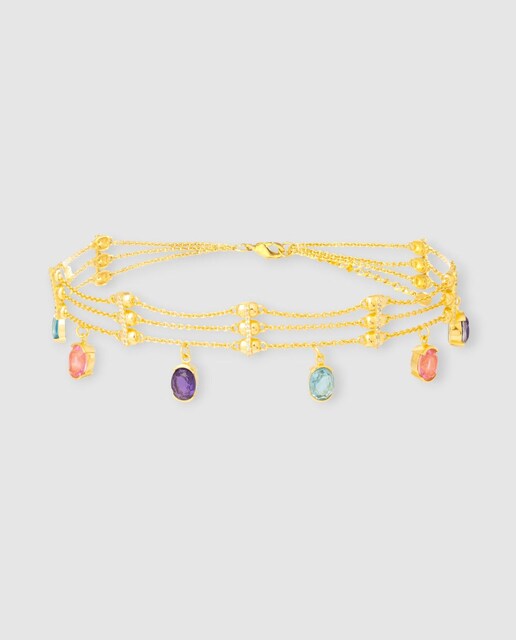 Imagen 0 de Collar Tarot The Empress gargantilla dorada con piedras multicolor