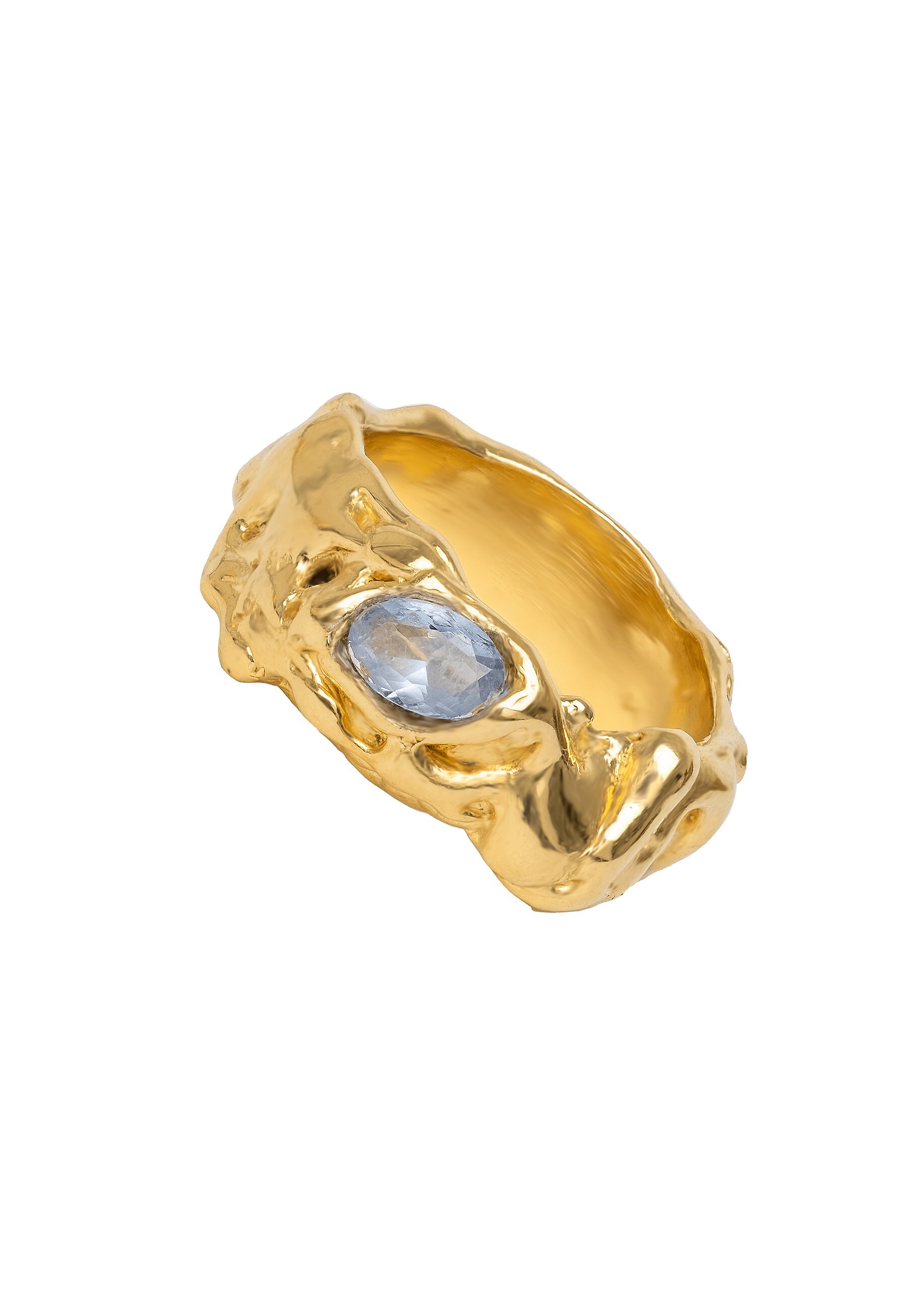 Anillo bañado en oro grueso con piedra estilo boho - Lavani Jewels - Aguamarina Aguamarina-1