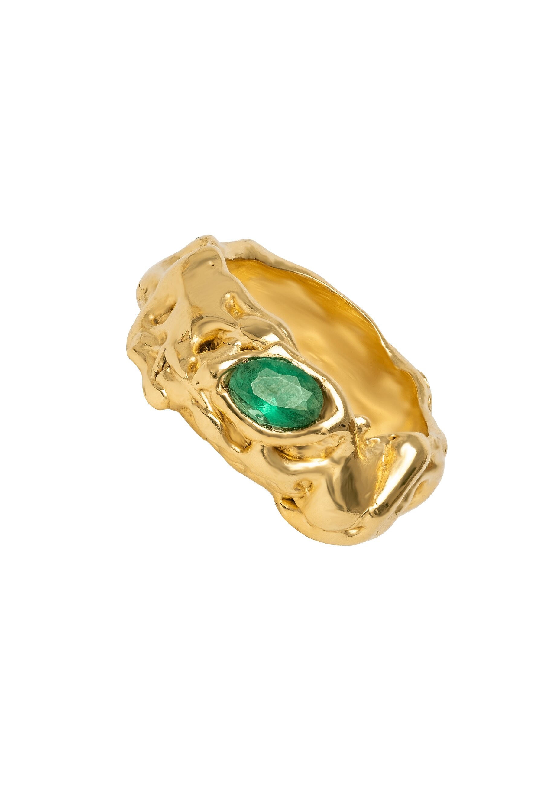 Imagen 0 de Anillo bañado en oro grueso con piedra estilo sofisticado Verde
