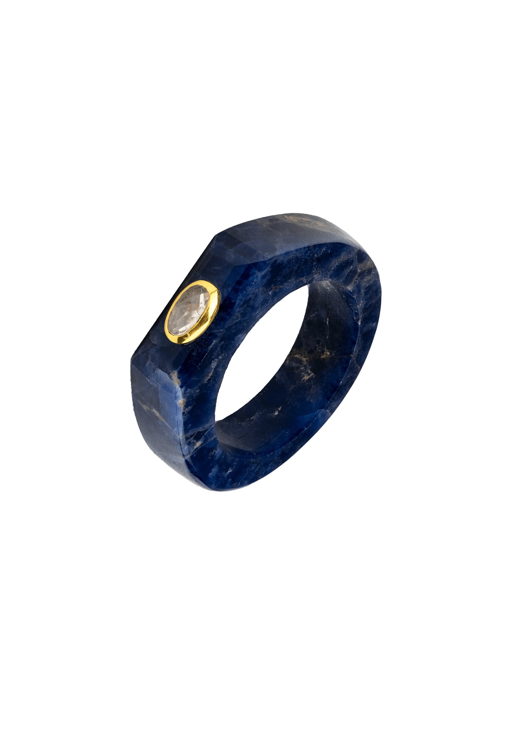Anillo bañado en oro con sodalita estilo elegante - Lavani Jewels - Azul Azul-1