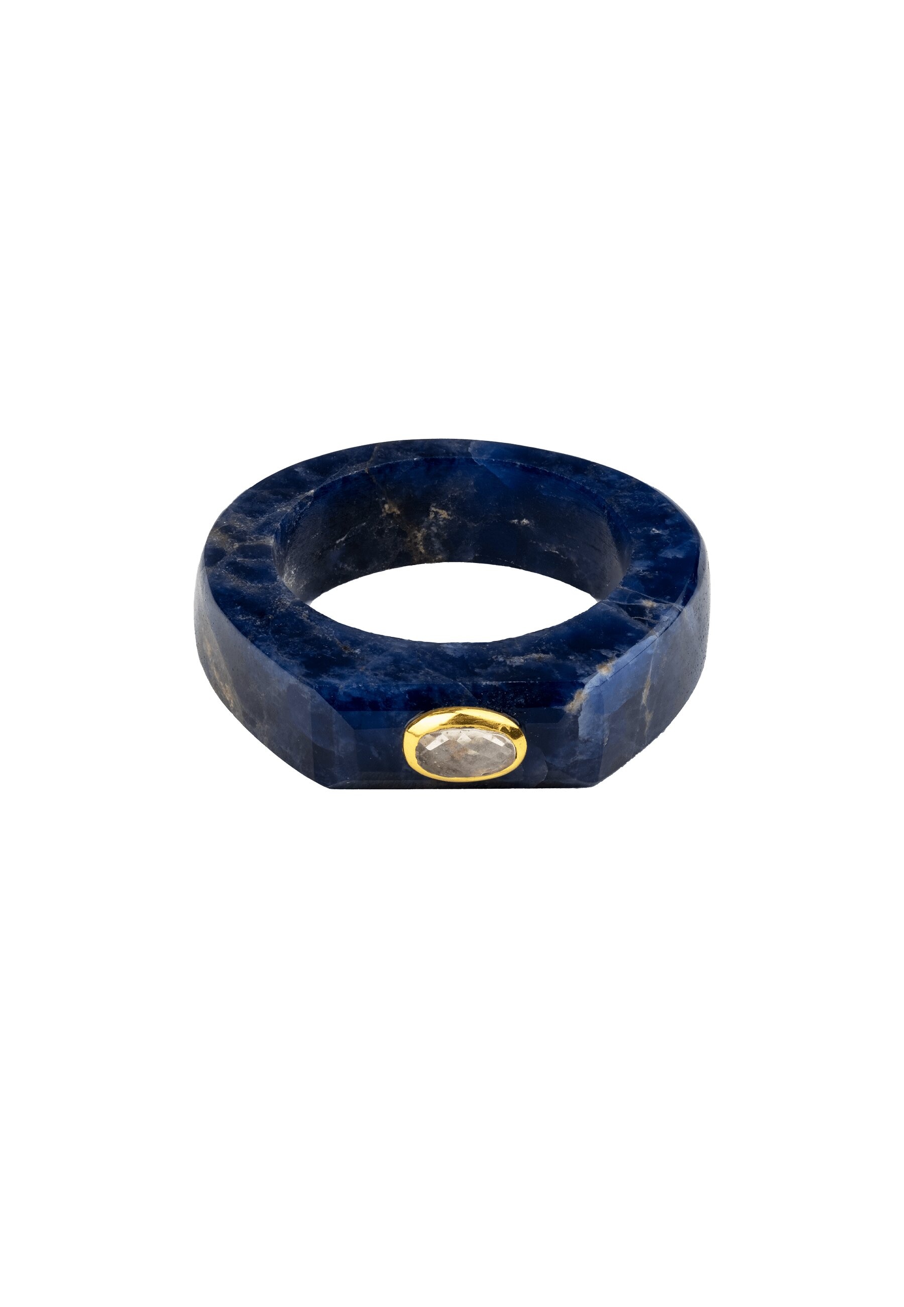 Anillo bañado en oro con sodalita estilo elegante - Lavani Jewels - Azul Azul-3