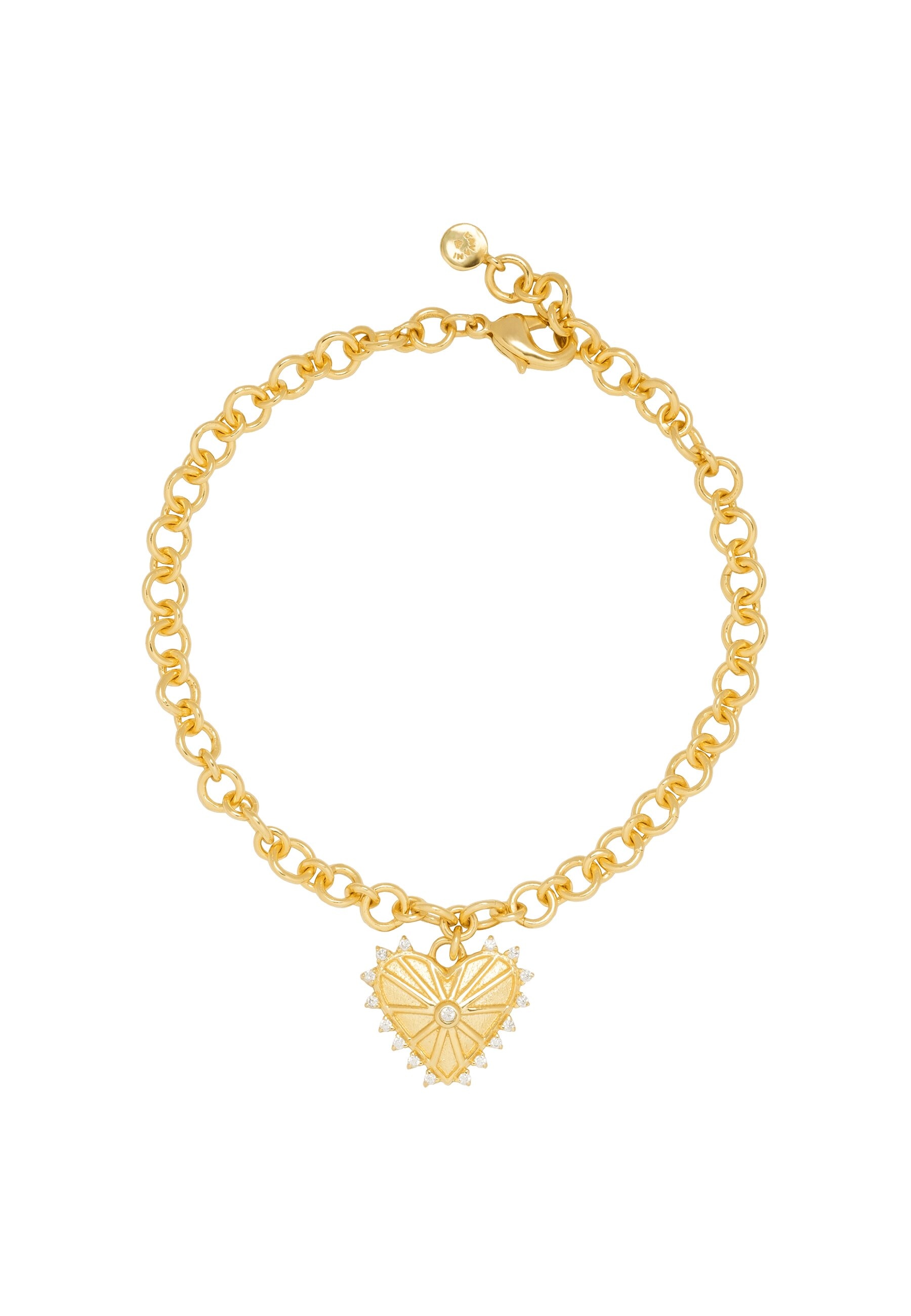 Imagen 0 de Pulsera de eslabones bañada en oro motivo corazón Dorado
