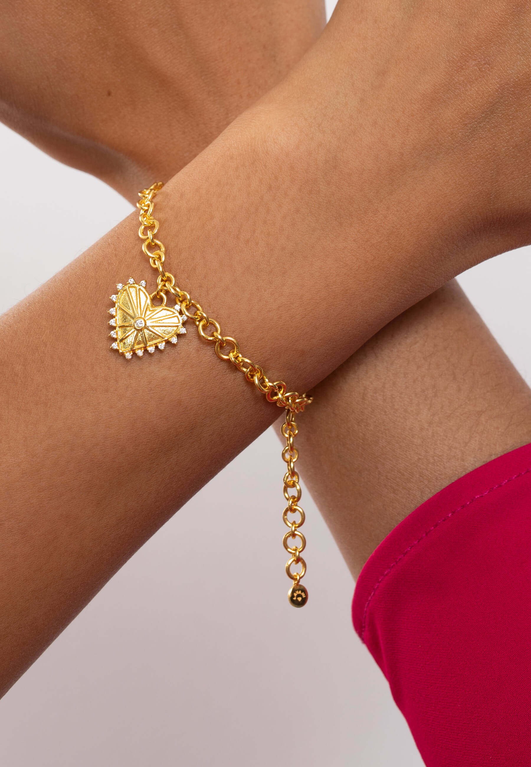 Pulsera de eslabones bañada en oro motivo corazón - Lavani Jewels - Dorado Dorado-2