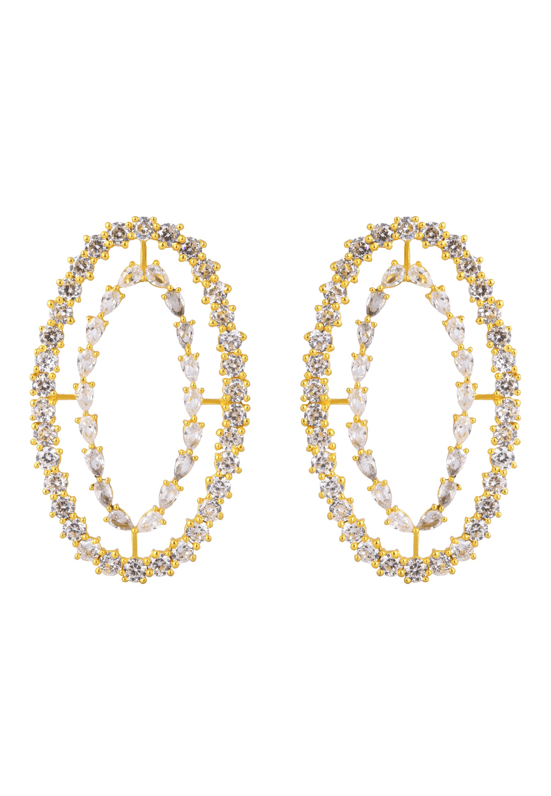 Imagen 0 de Pendientes bañados en oro con circonitas diseño brillante rivoli Blanco