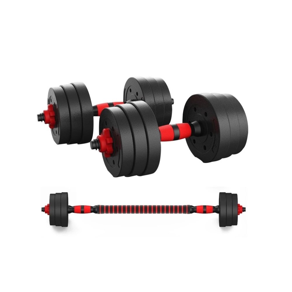 Imagen 0 de Juego de mancuernas 2 en 1 ajustables con barra extensible Fitness Tech Negro / Rojo