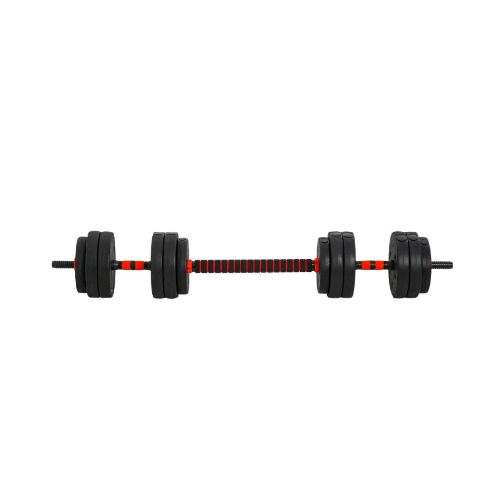 Juego de mancuernas 2 en 1 ajustables con barra extensible Fitness Tech - Negro / Rojo Negro / Rojo-4
