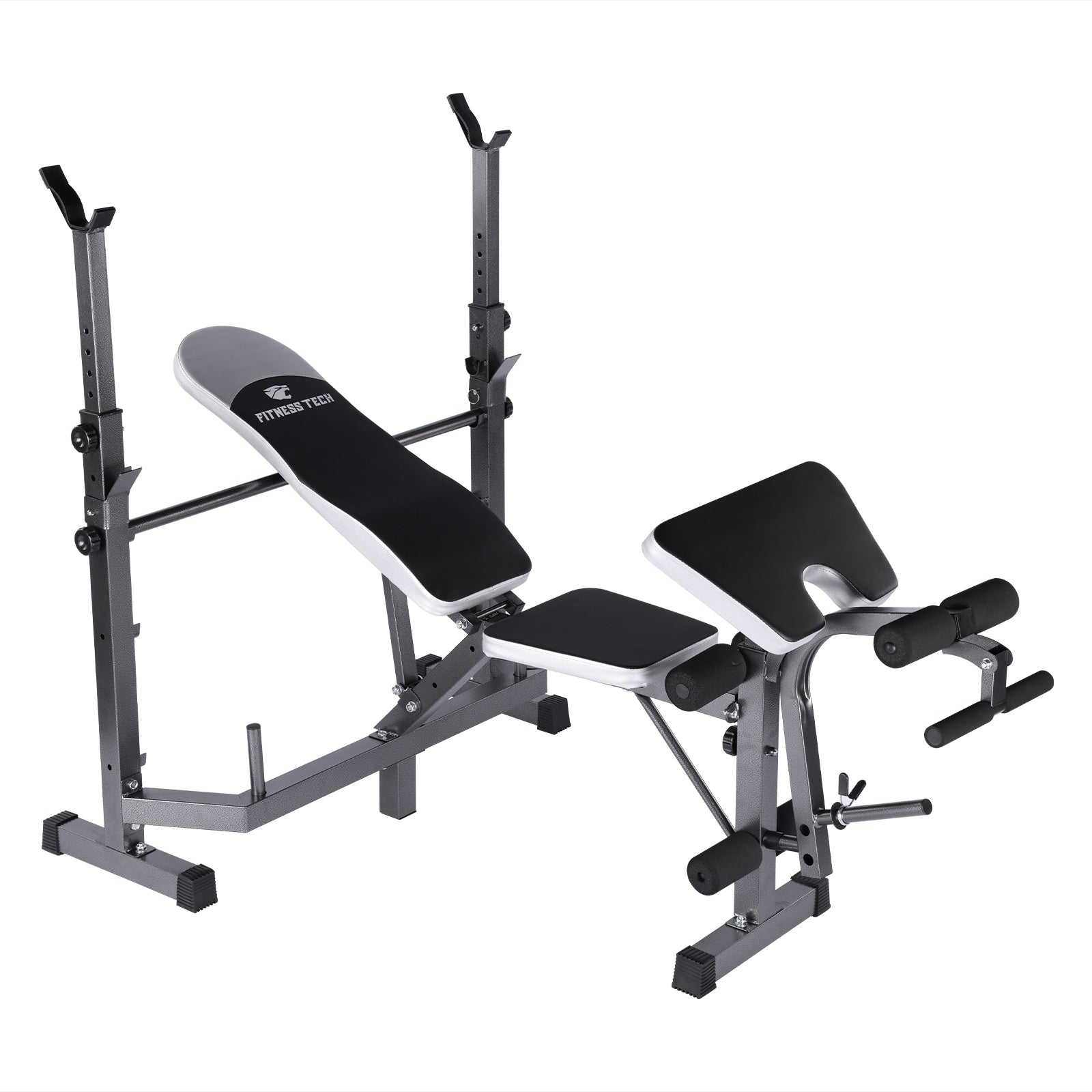Banco de musculación reclinable  con Rack para pesas Fitness Tech