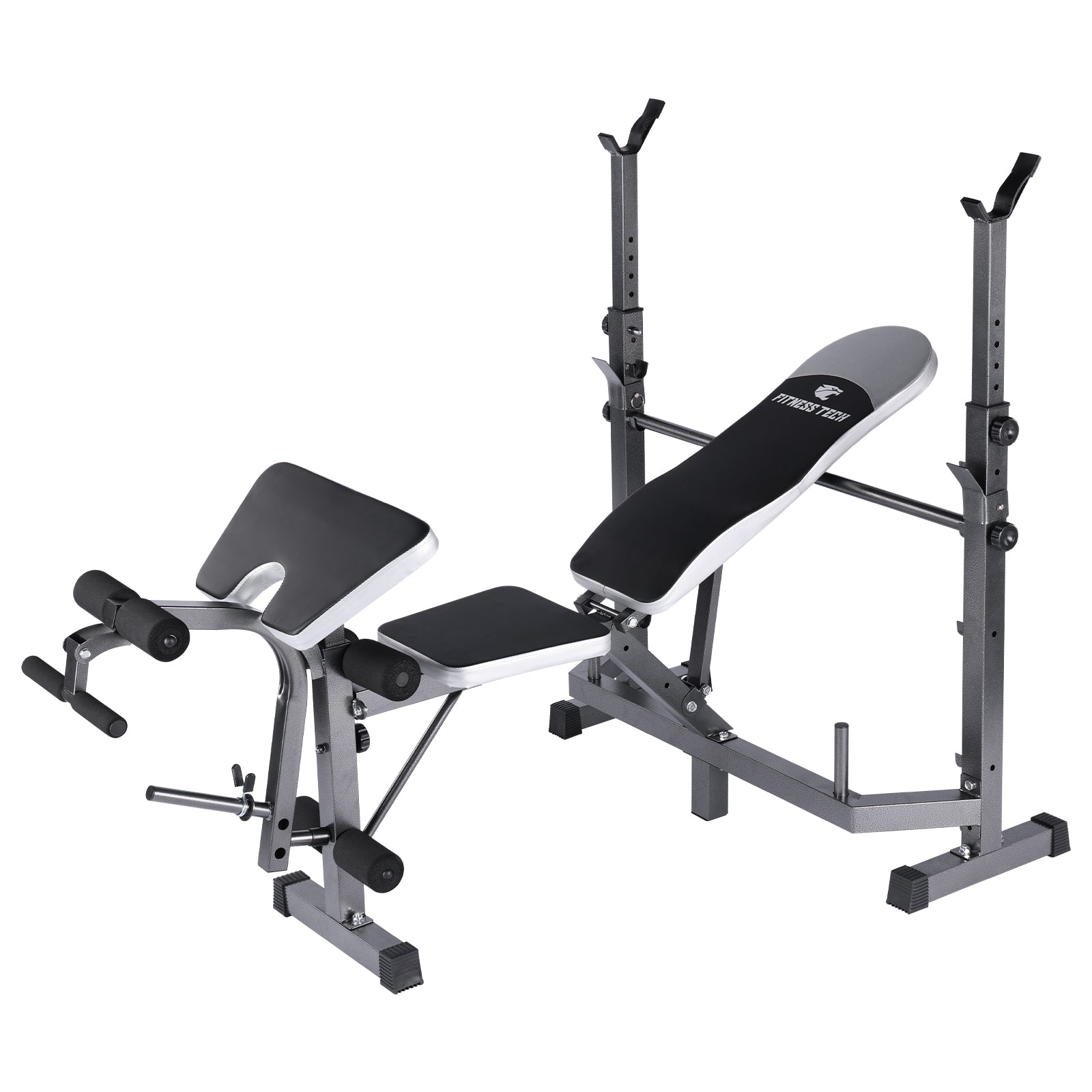 Banco de musculación reclinable con Rack para pesas Fitness Tech - Negro Negro-6