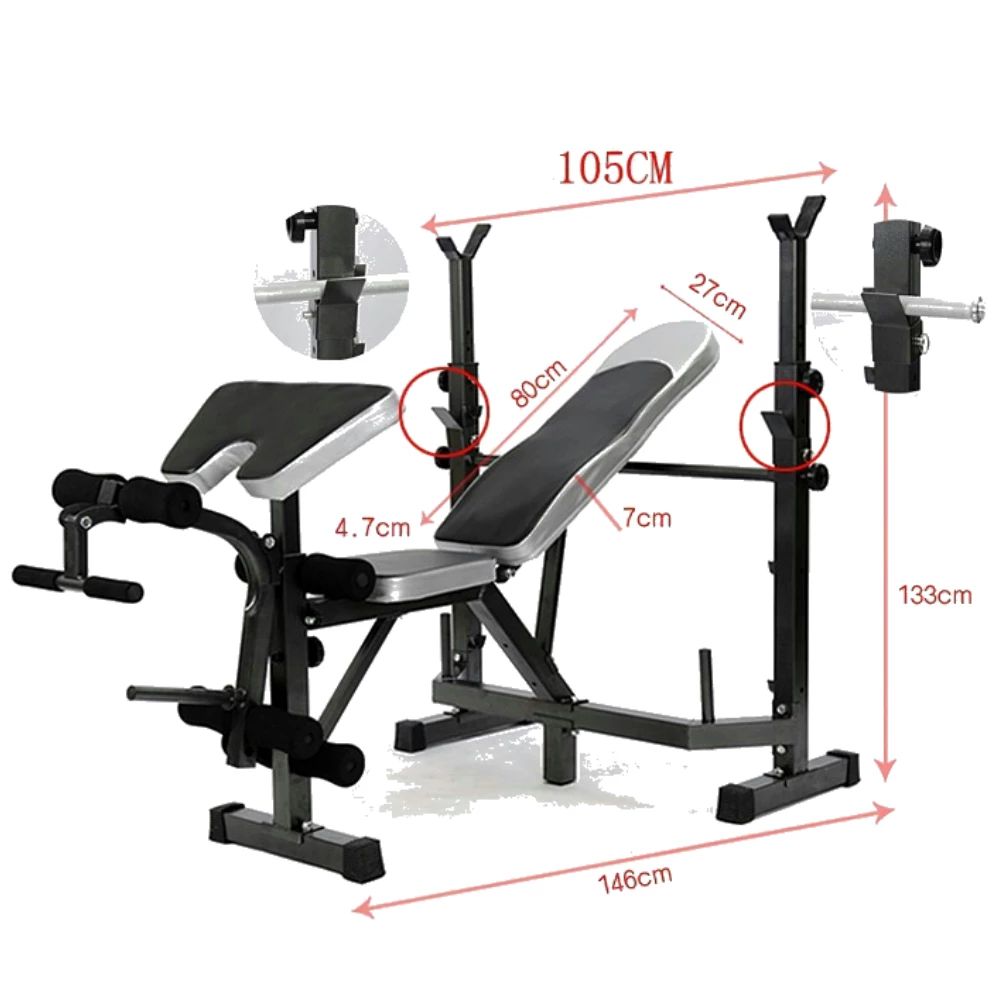 Banco de musculación reclinable con Rack para pesas Fitness Tech - Negro Negro-8