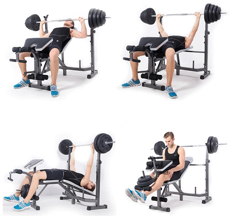 Banco de musculación reclinable con Rack para pesas Fitness Tech - Negro Negro-10