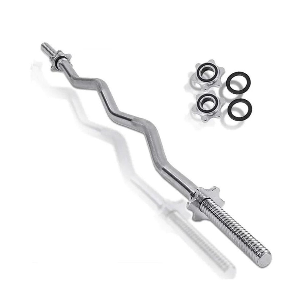 Barra olímpica Curl + 2 Seguros Fitness Tech - Plata Plata-5