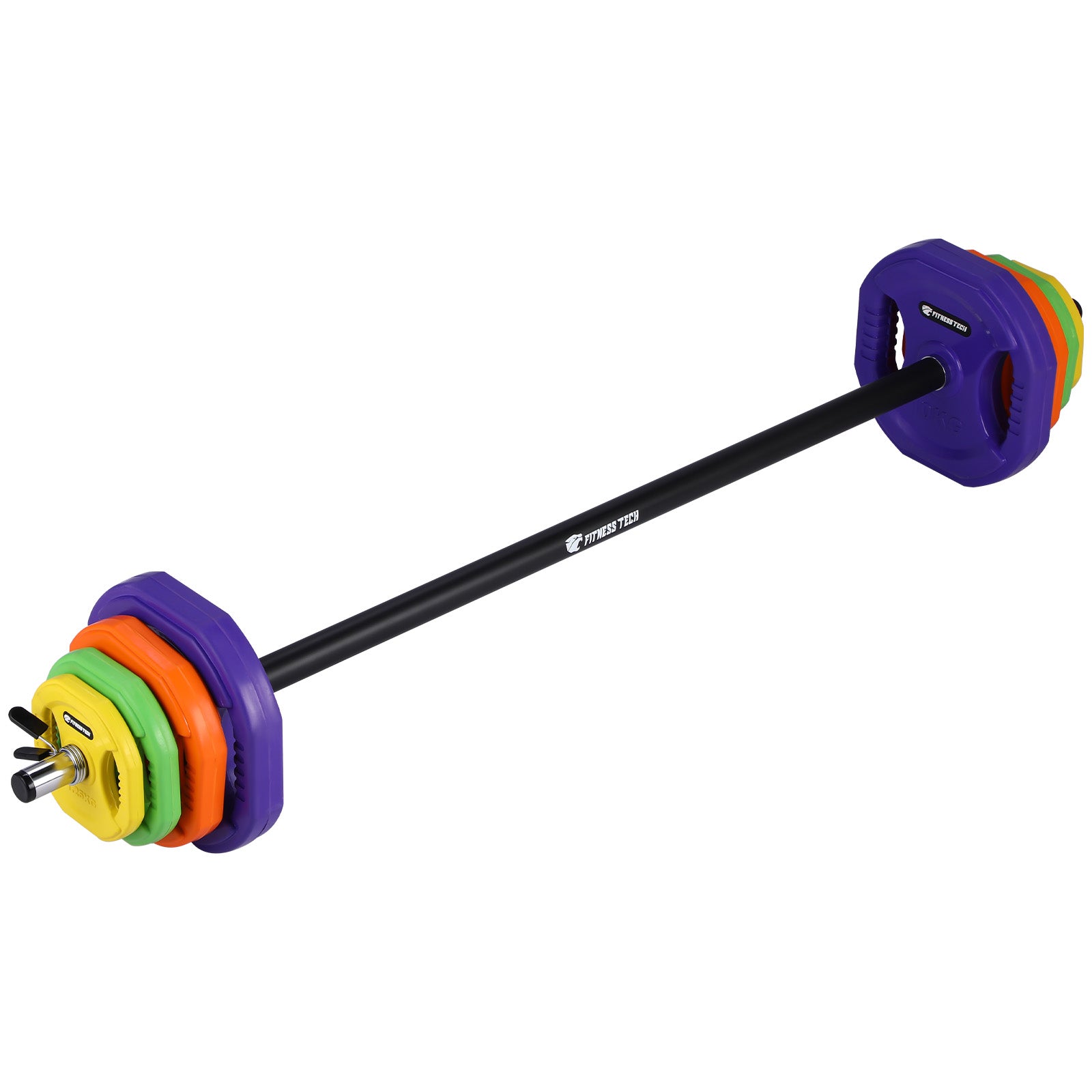 Set de barra Pump Profesional 40 kg con discos engomados Fitness Tech - Multicolor Multicolor-2