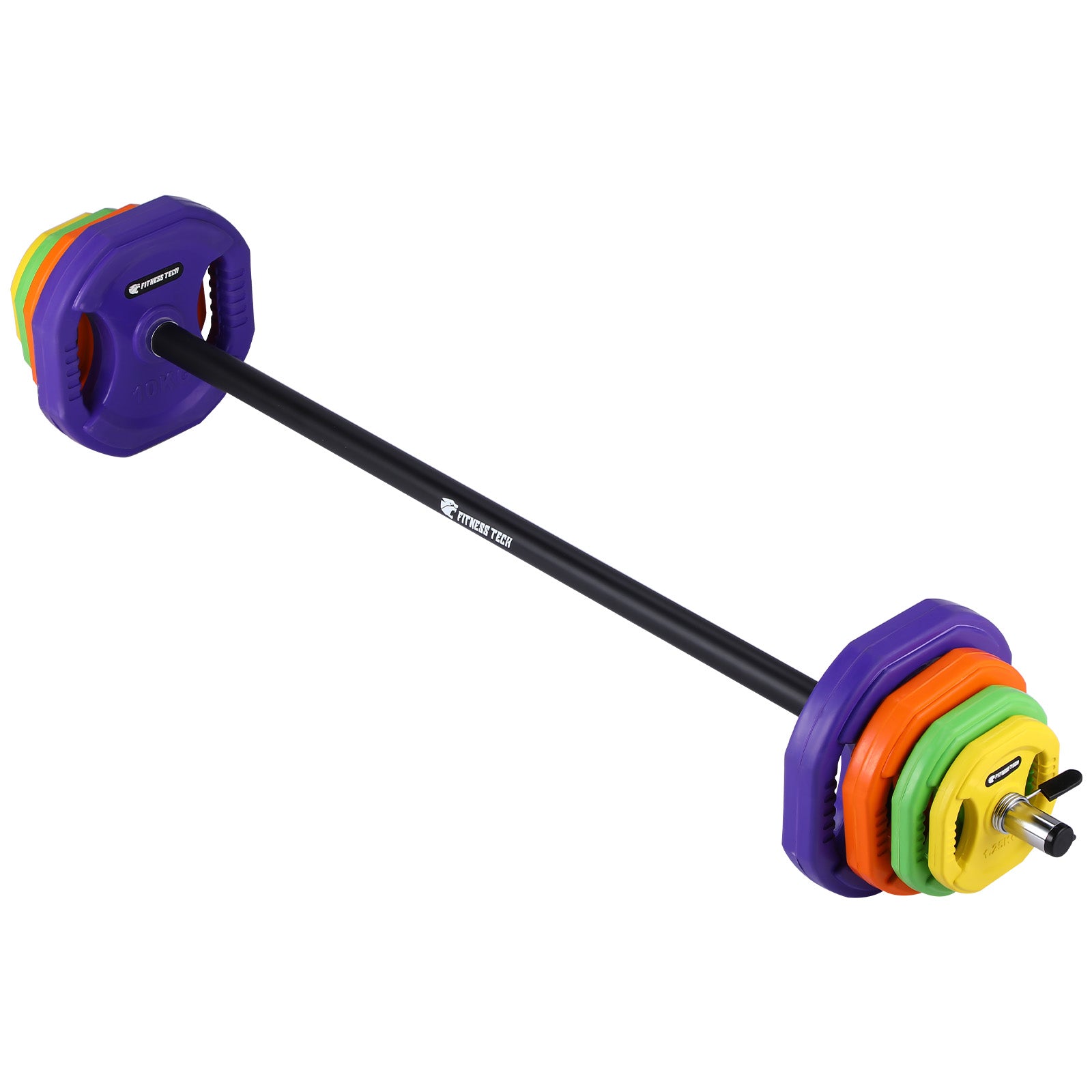 Set de barra Pump Profesional 40 kg con discos engomados Fitness Tech - Multicolor Multicolor-3