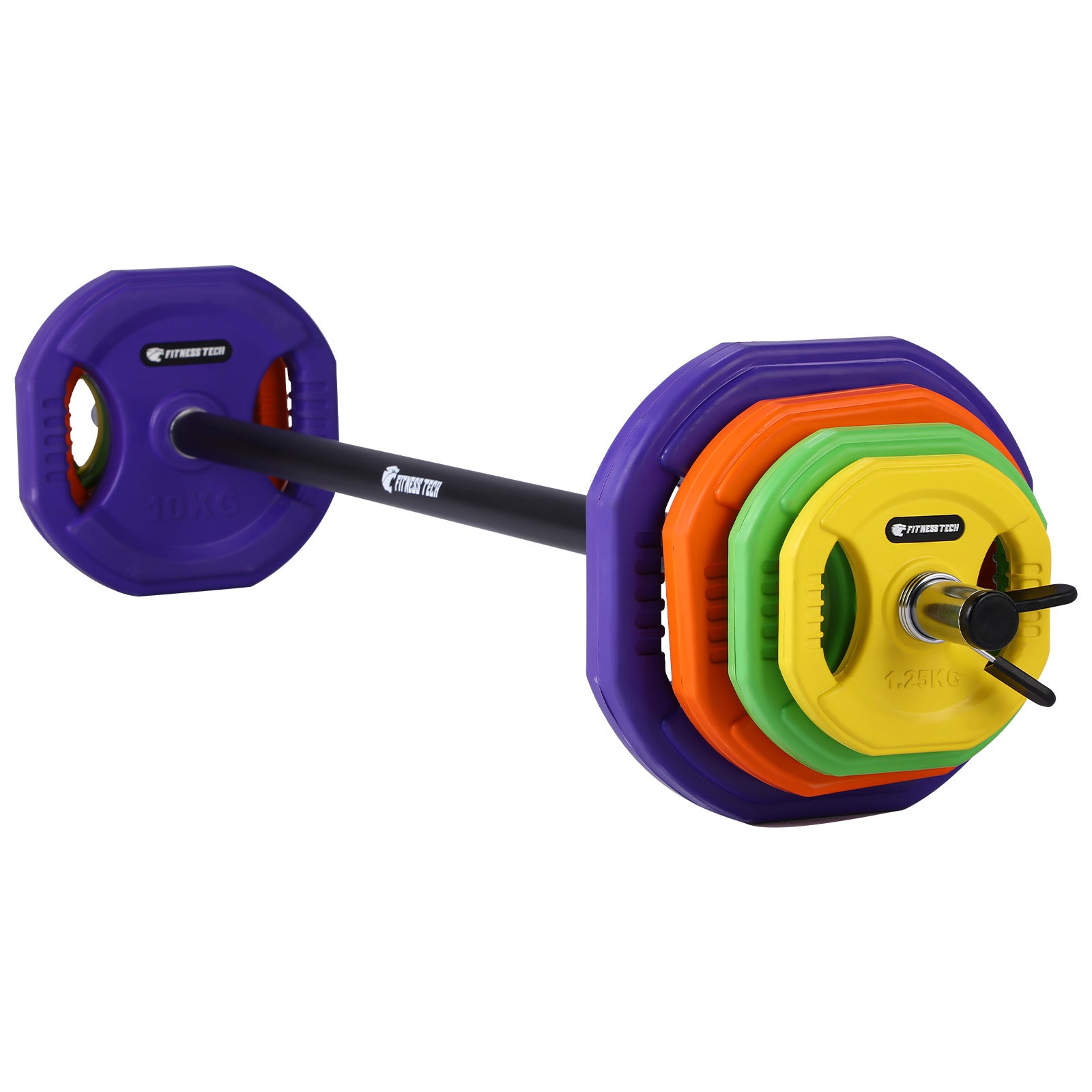 Set de barra Pump Profesional 40 kg con discos engomados Fitness Tech - Multicolor Multicolor-4