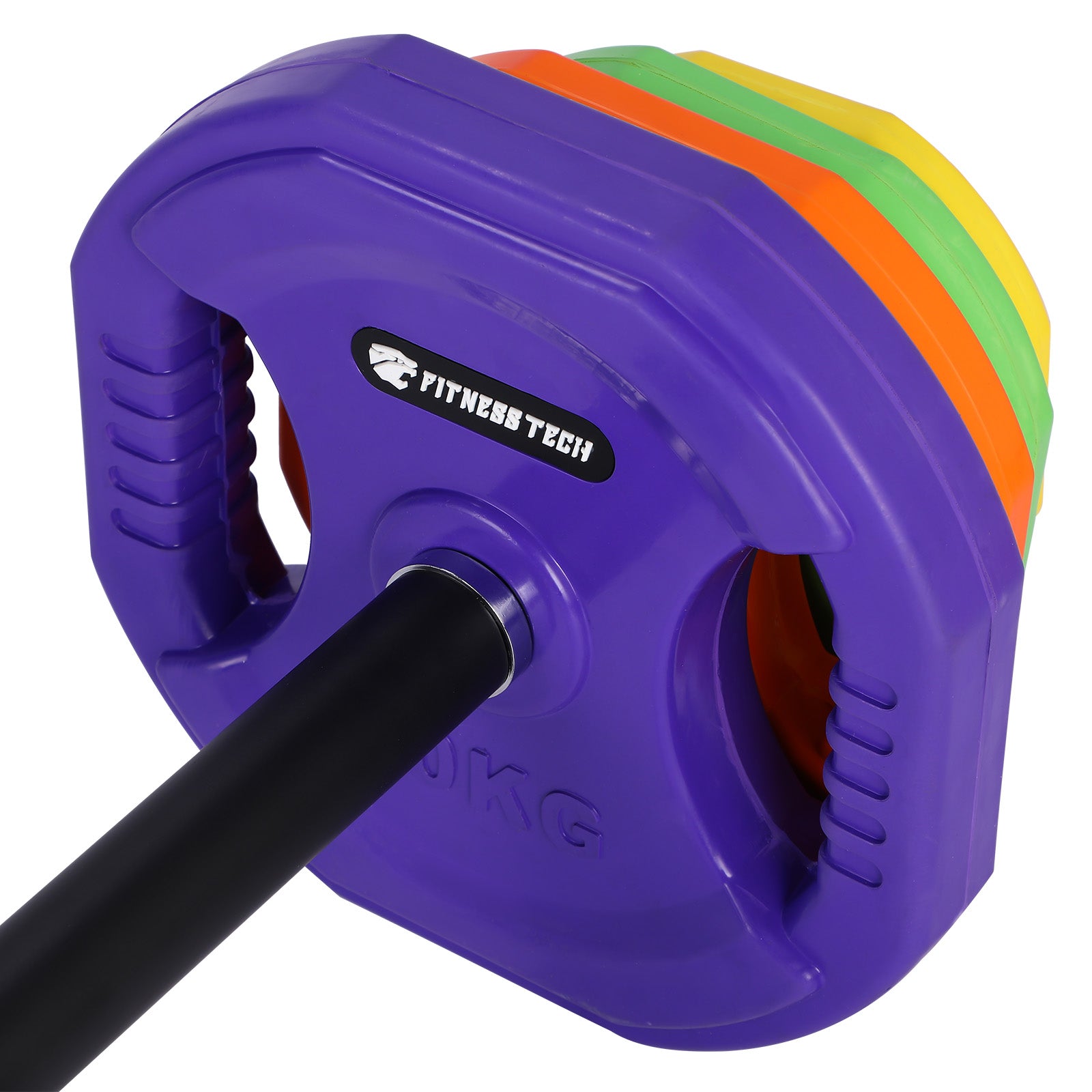 Set de barra Pump Profesional 40 kg con discos engomados Fitness Tech - Multicolor Multicolor-6