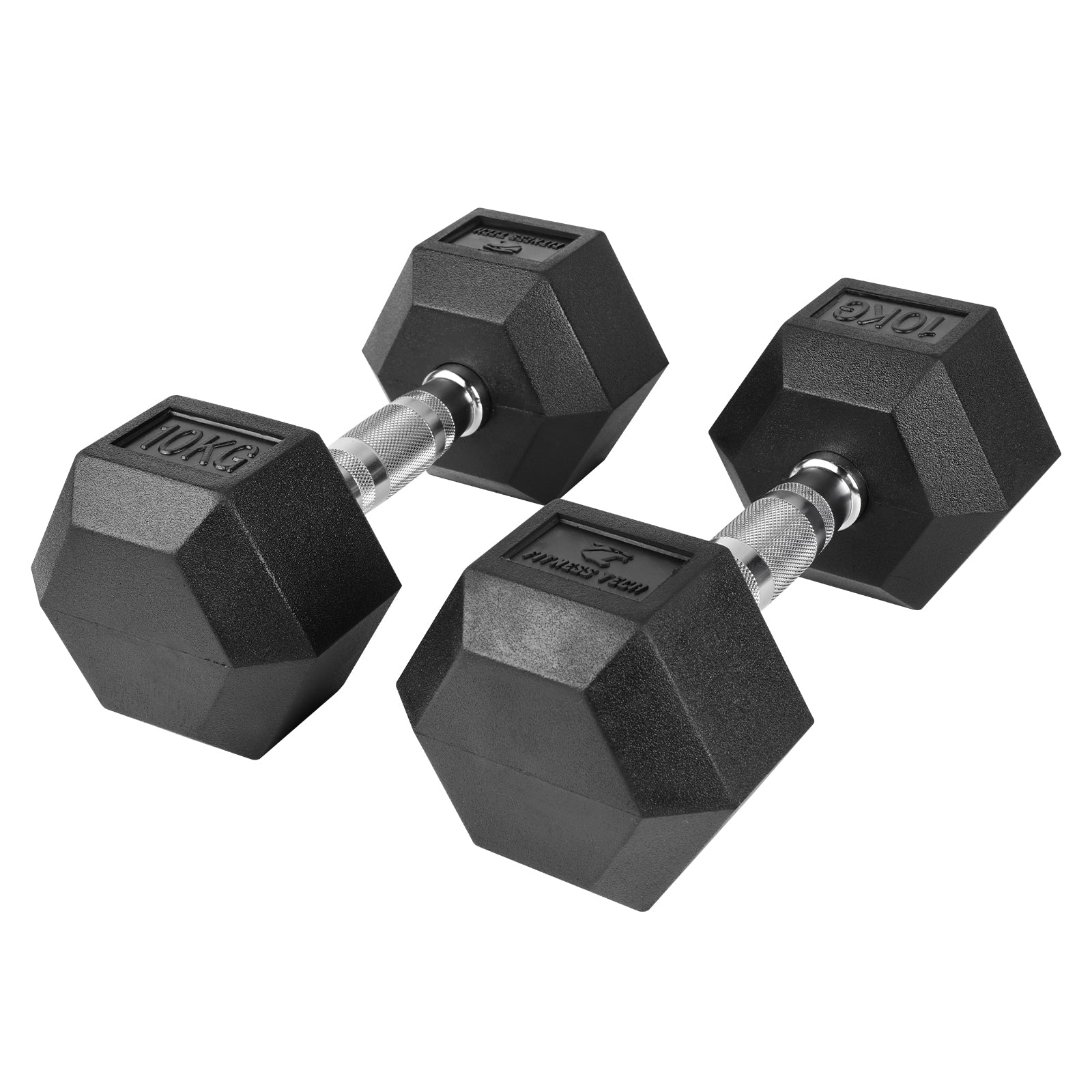 Set de 2 mancuernas hexagonales Fitness Tech - Negro Negro-1