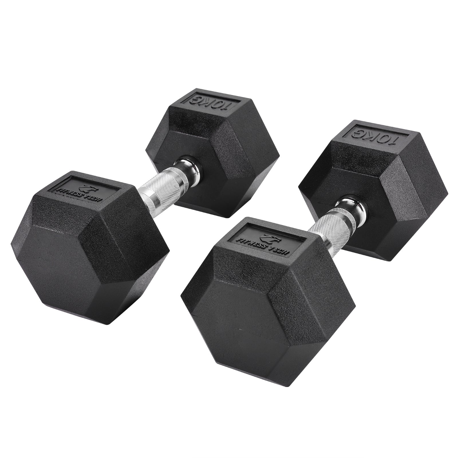 Set de 2 mancuernas hexagonales Fitness Tech - Negro Negro-2