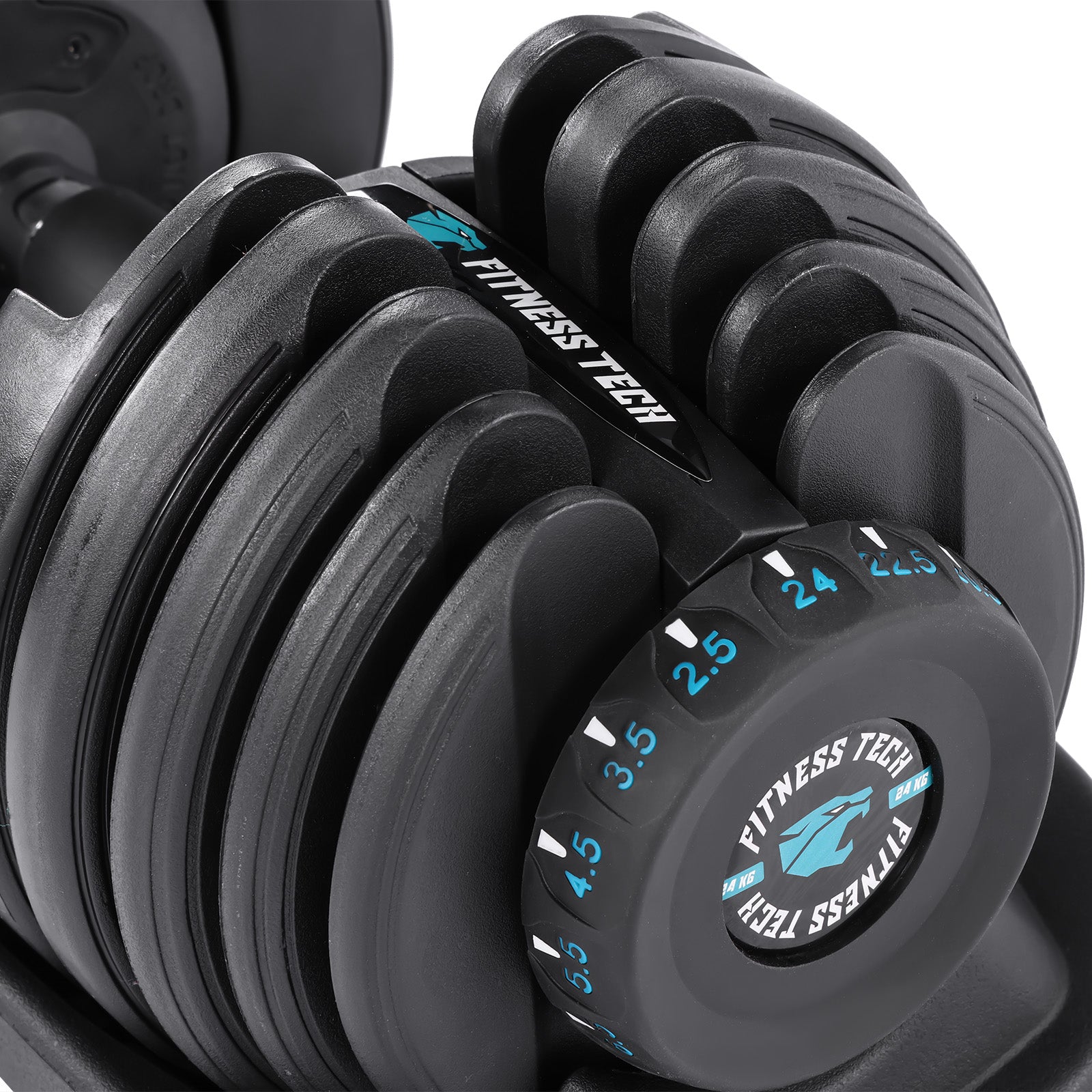 Imagen 2 de Juego de 2 mancuernas ajustables de 2.5 kg a 24kg Fitness Tech - Negro Negro