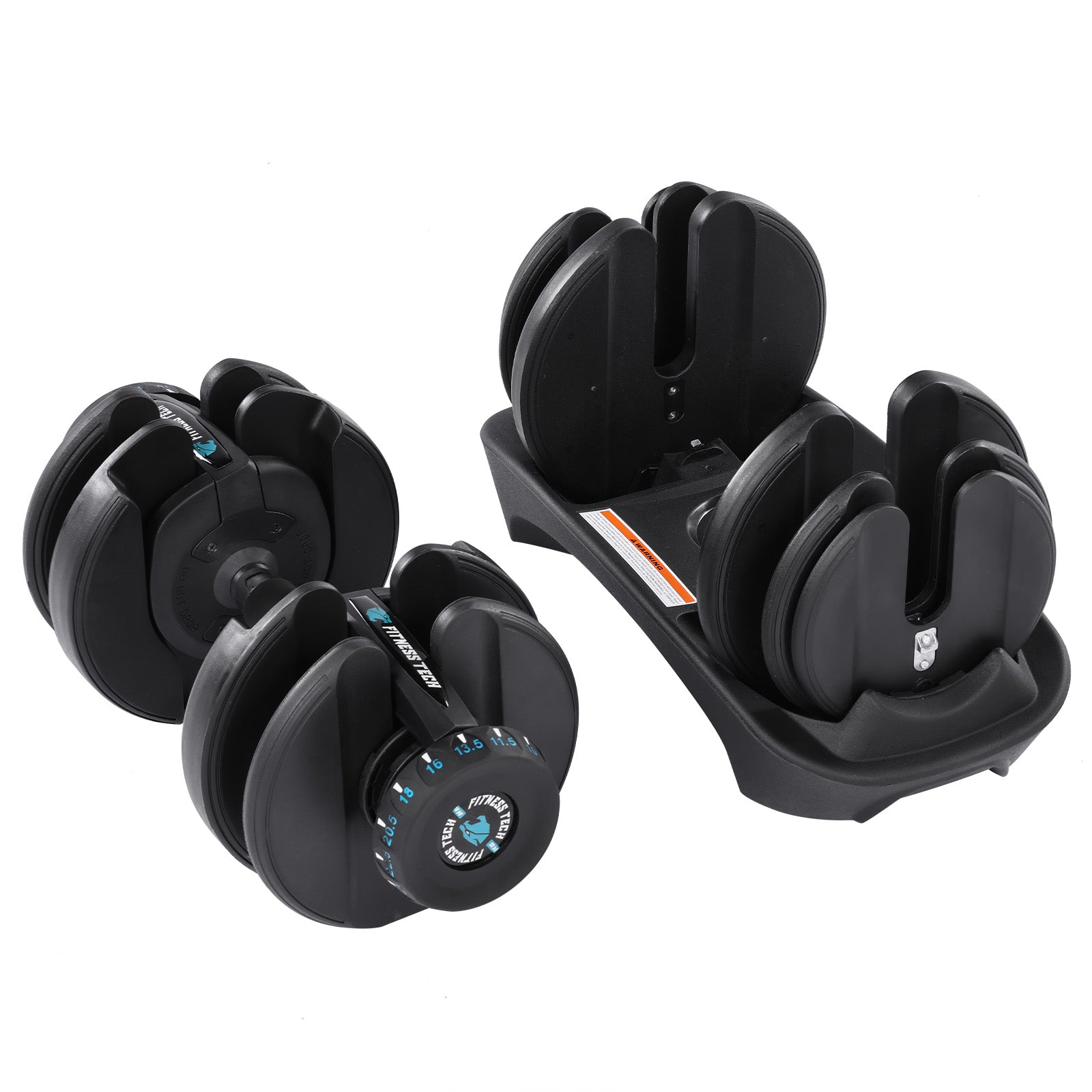 Imagen 8 de Juego de 2 mancuernas ajustables de 2.5 kg a 24kg Fitness Tech - Negro Negro