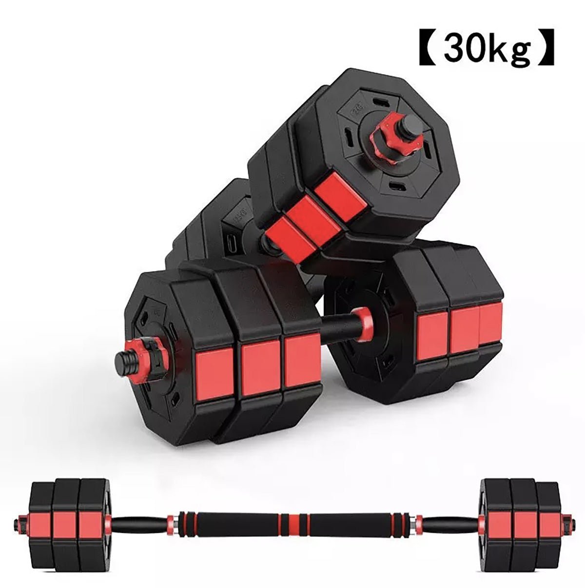 Juego de mancuernas 2 en 1 Octogonal Fitness Tech - Negro / Rojo Negro / Rojo-3