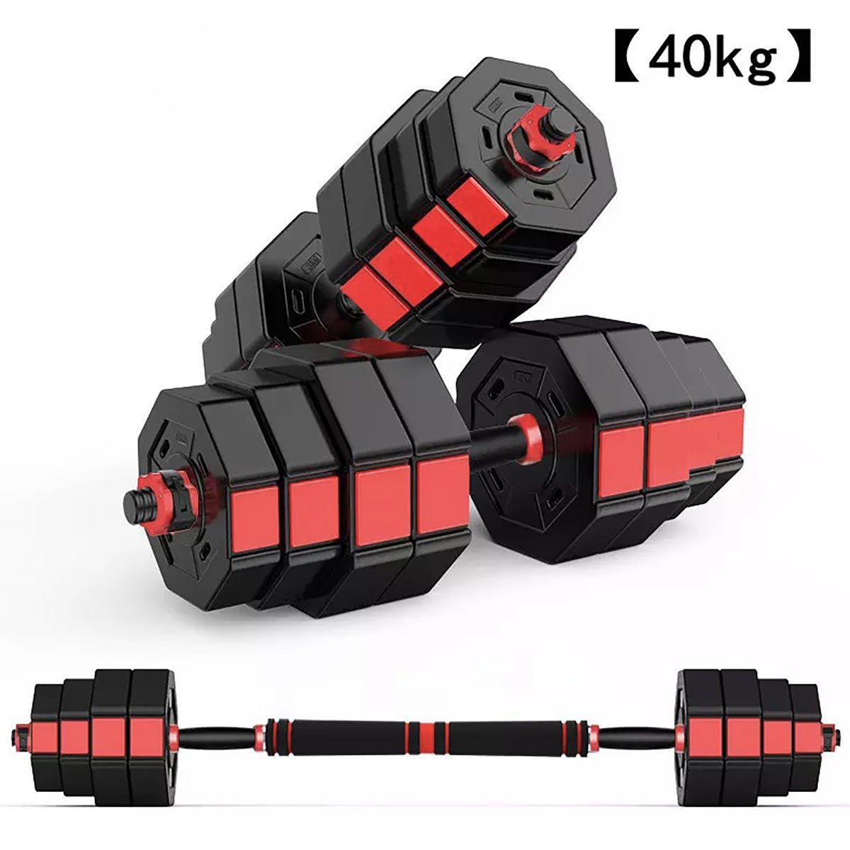 Juego de mancuernas 2 en 1 Octogonal Fitness Tech - Negro / Rojo Negro / Rojo-4