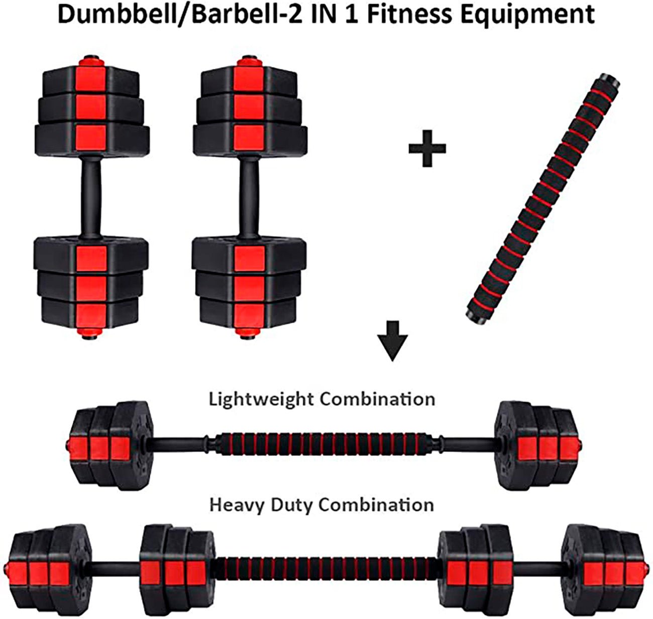 Juego de mancuernas 2 en 1 Octogonal Fitness Tech - Negro / Rojo Negro / Rojo-5