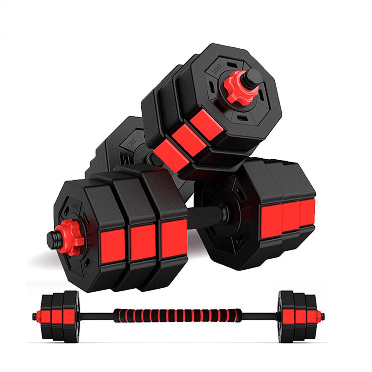 Imagen 0 de Juego de mancuernas 2 en 1 Octogonal Fitness Tech Negro / Rojo