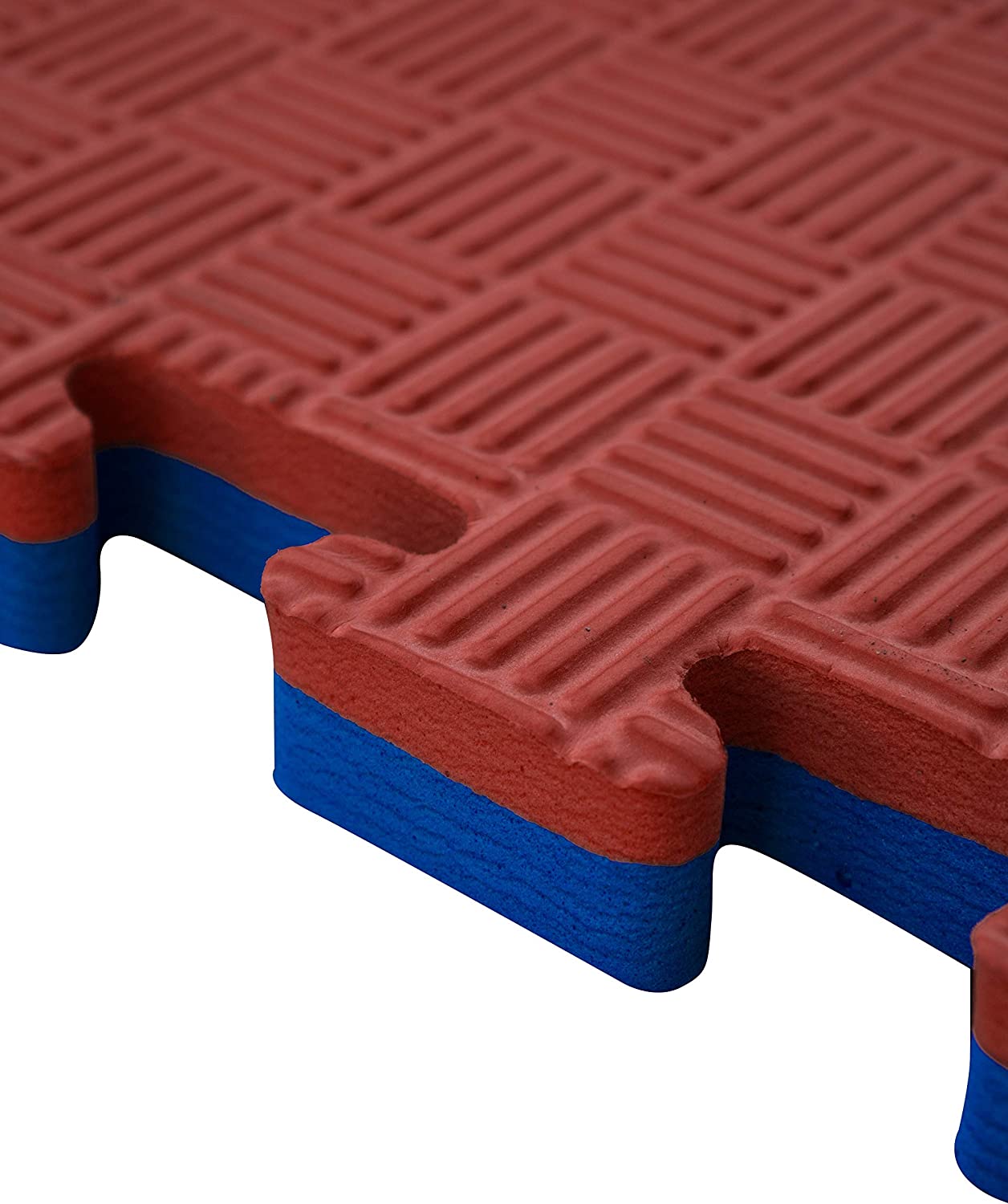 Imagen 2 de Set de 10 unidades Tatami Profesional Puzzle Fitness Tech - Azul / Rojo Azul / Rojo