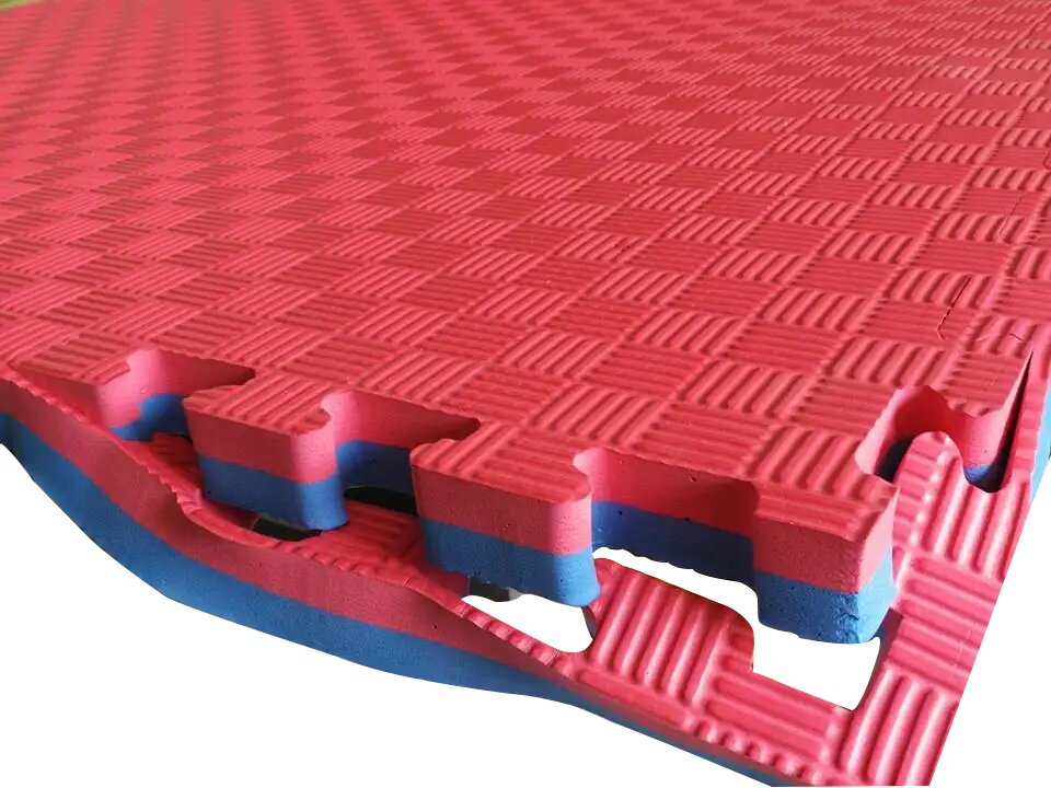 Imagen 4 de Set de 10 unidades Tatami Profesional Puzzle Fitness Tech - Azul / Rojo Azul / Rojo