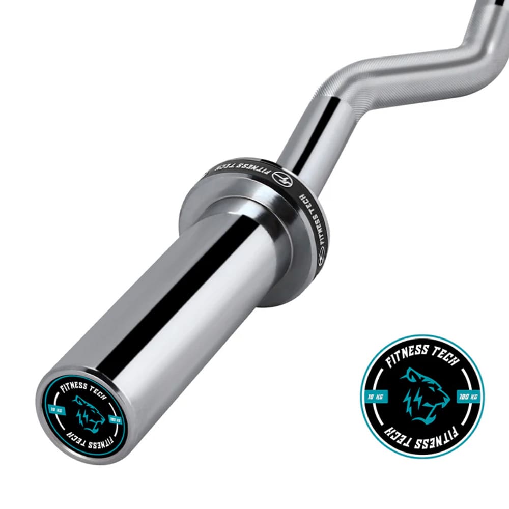 Barra Super Curl acero Fitness Tech - Plata Plata-1