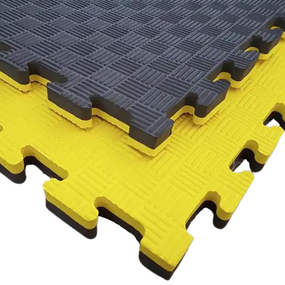 Imagen 2 de Set de 10 unidades Tatami Profesional Puzzle Fitness Tech - Negro / Amarillo Negro / Amarillo