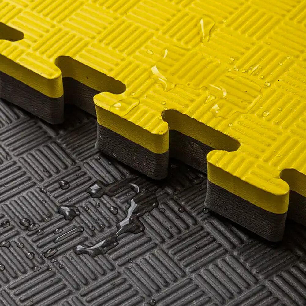 Imagen 5 de Set de 10 unidades Tatami Profesional Puzzle Fitness Tech - Negro / Amarillo Negro / Amarillo