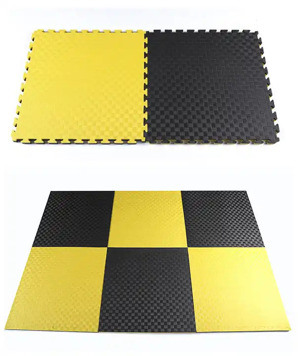 Imagen 7 de Set de 10 unidades Tatami Profesional Puzzle Fitness Tech - Negro / Amarillo Negro / Amarillo