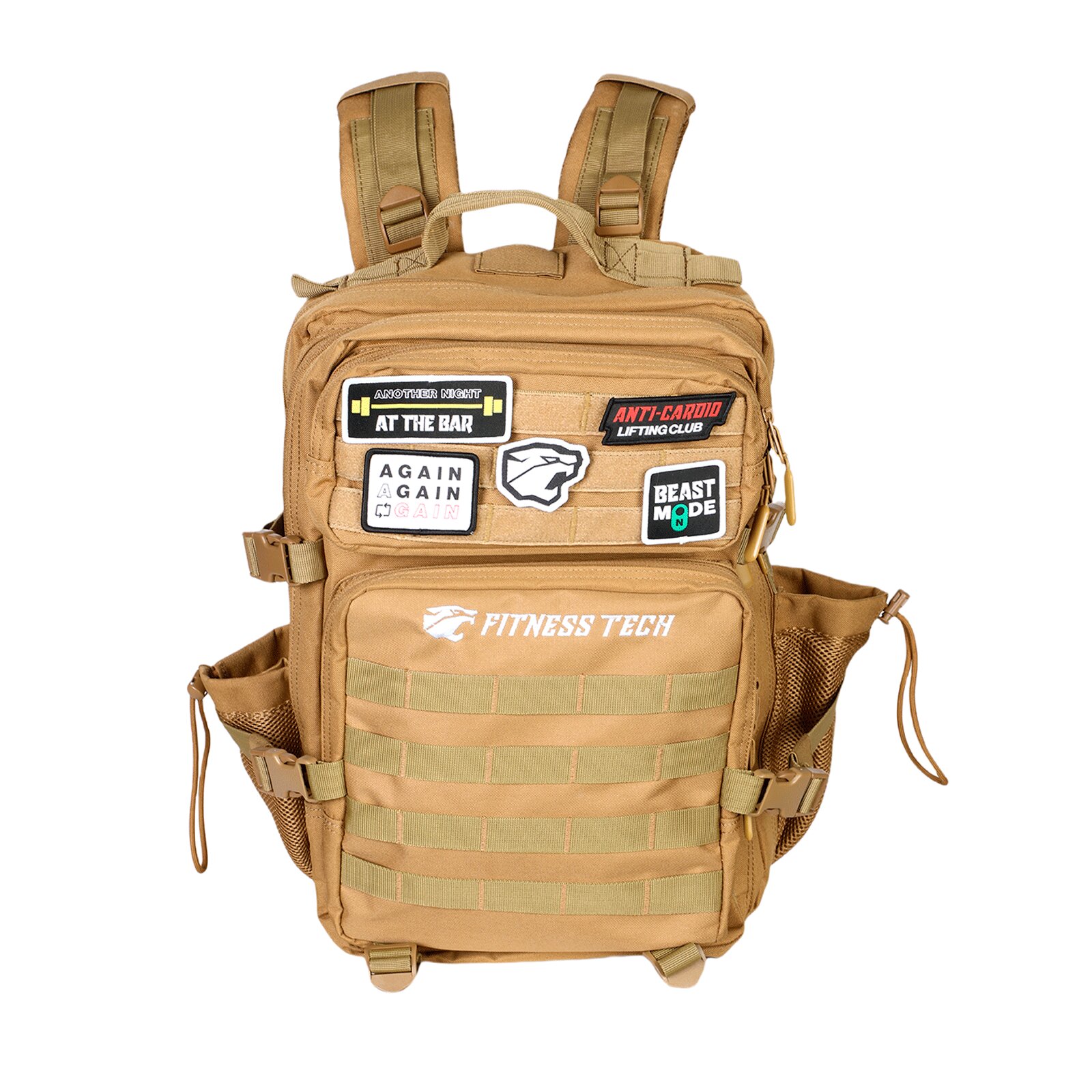 Mochila táctica 45L con sistema molle impermeable Fitness Tech - Marrón Marrón-5