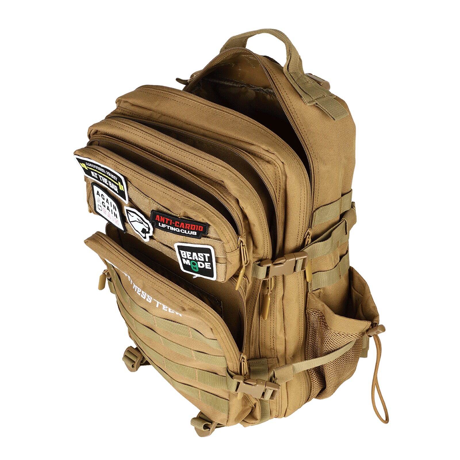 Mochila táctica 45L con sistema molle impermeable Fitness Tech - Marrón Marrón-9