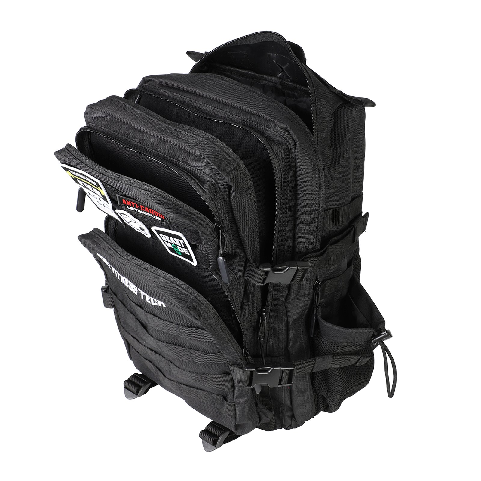 Mochila táctica 45L con sistema molle impermeable Fitness Tech - Negro Negro-4