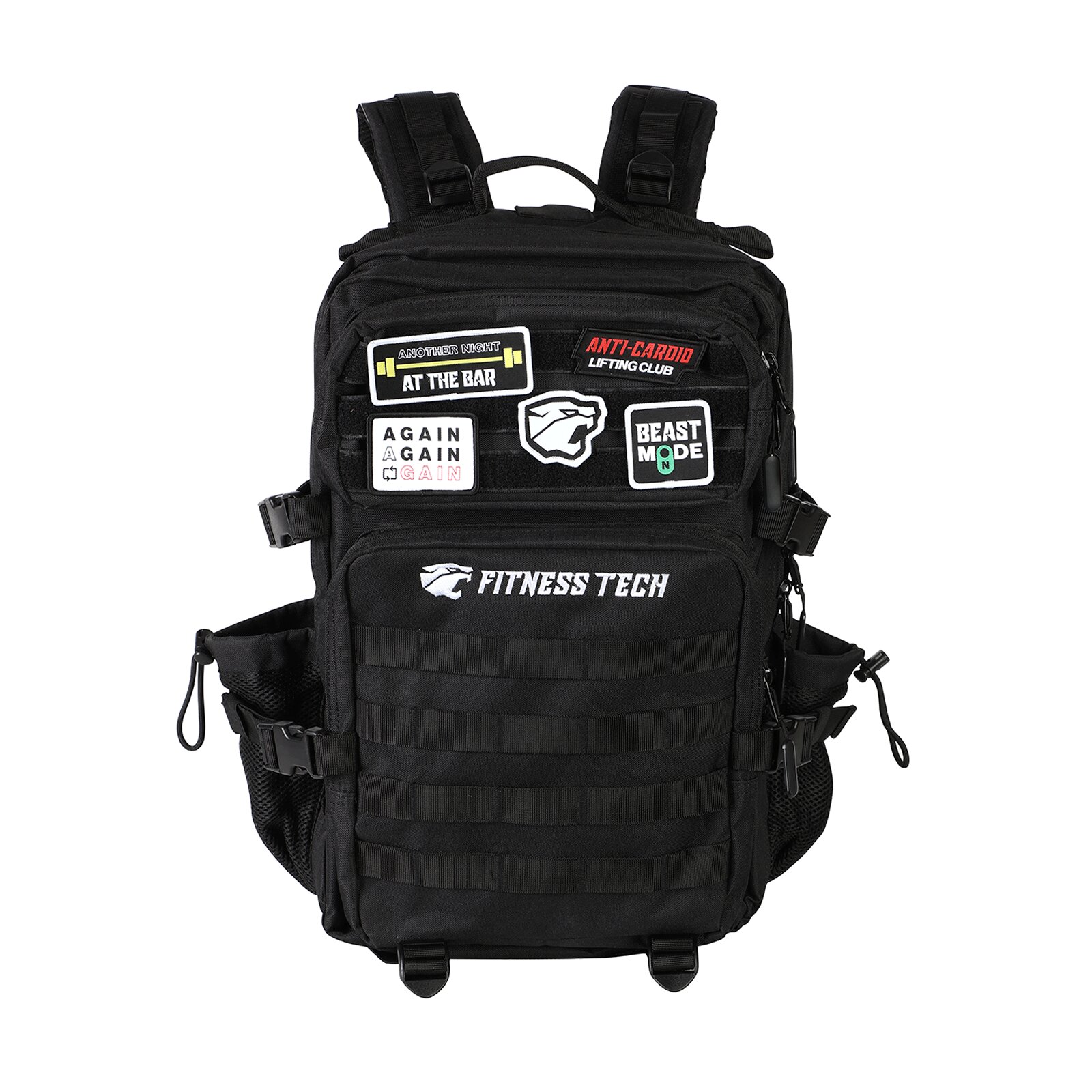 Mochila táctica 45L con sistema molle impermeable Fitness Tech - Negro Negro-7