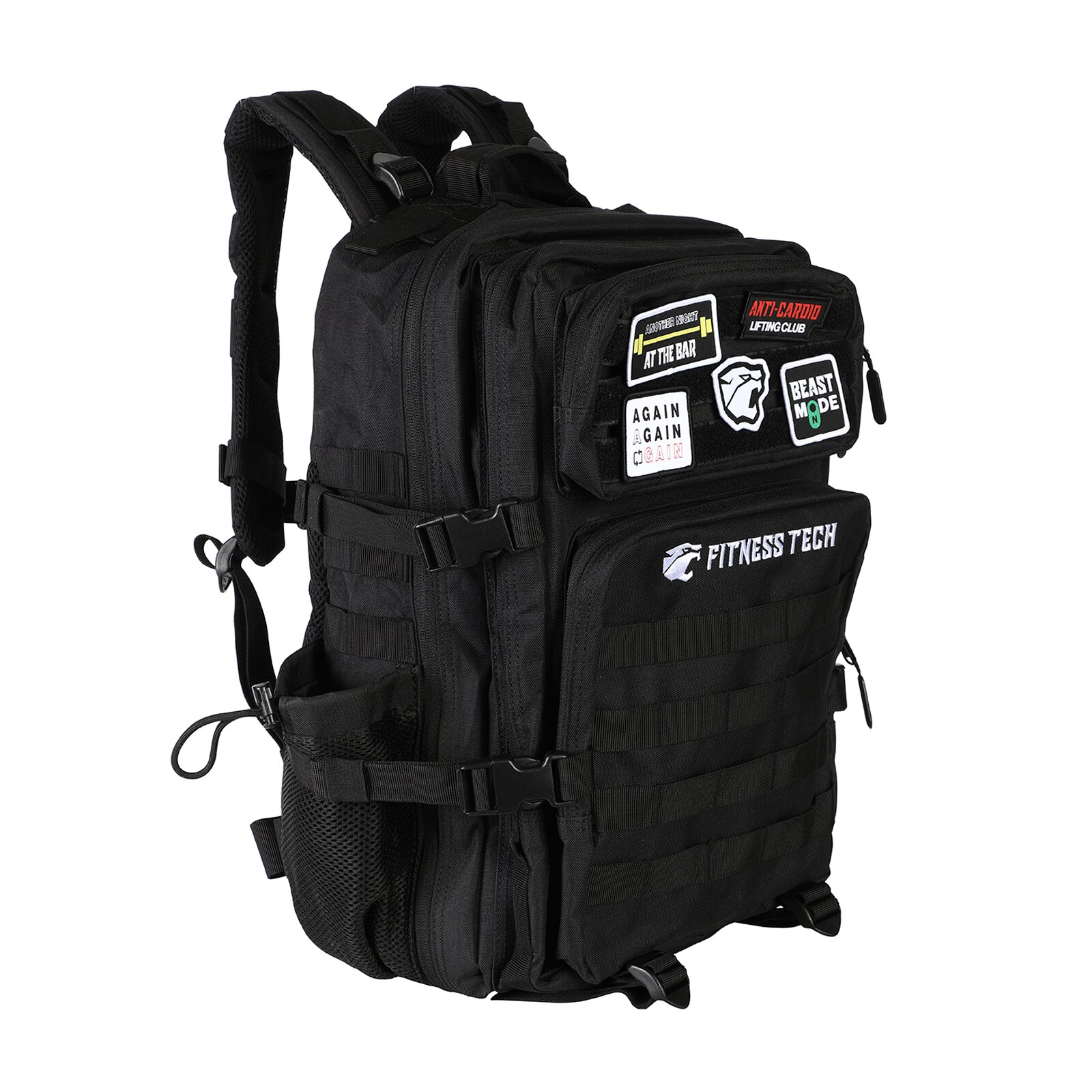 Mochila táctica 45L con sistema molle impermeable Fitness Tech - Negro Negro-8