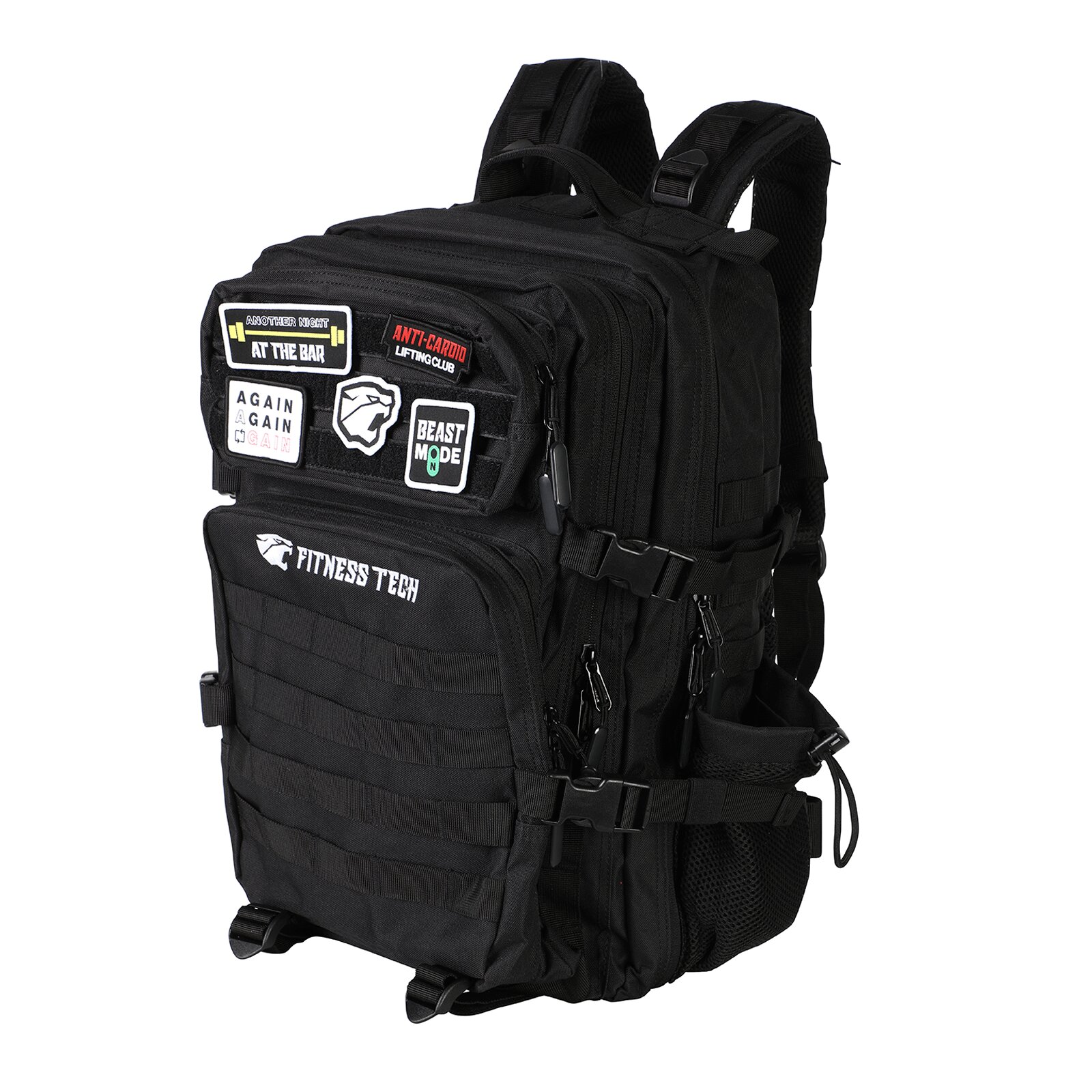 Mochila táctica 45L con sistema molle impermeable Fitness Tech - Negro Negro-9