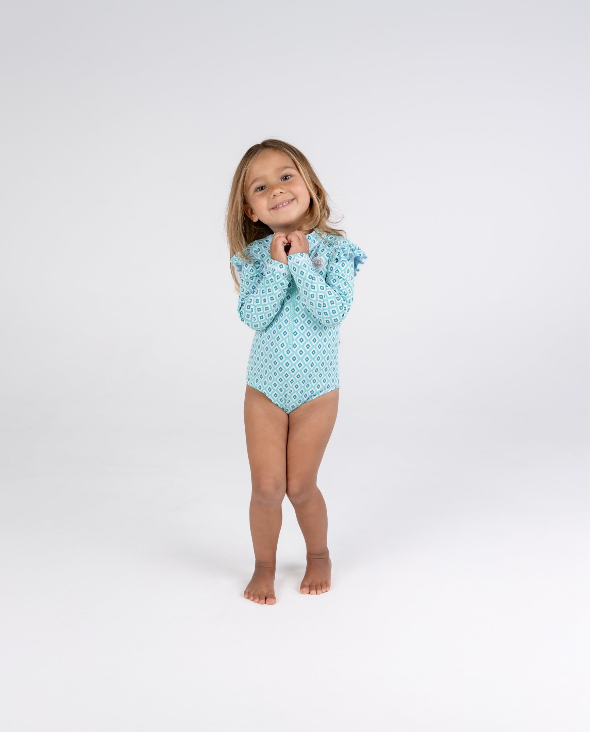Bañador de niña estampado con Protección solar UPF40+ - Badawii - Azul claro Azul claro-2