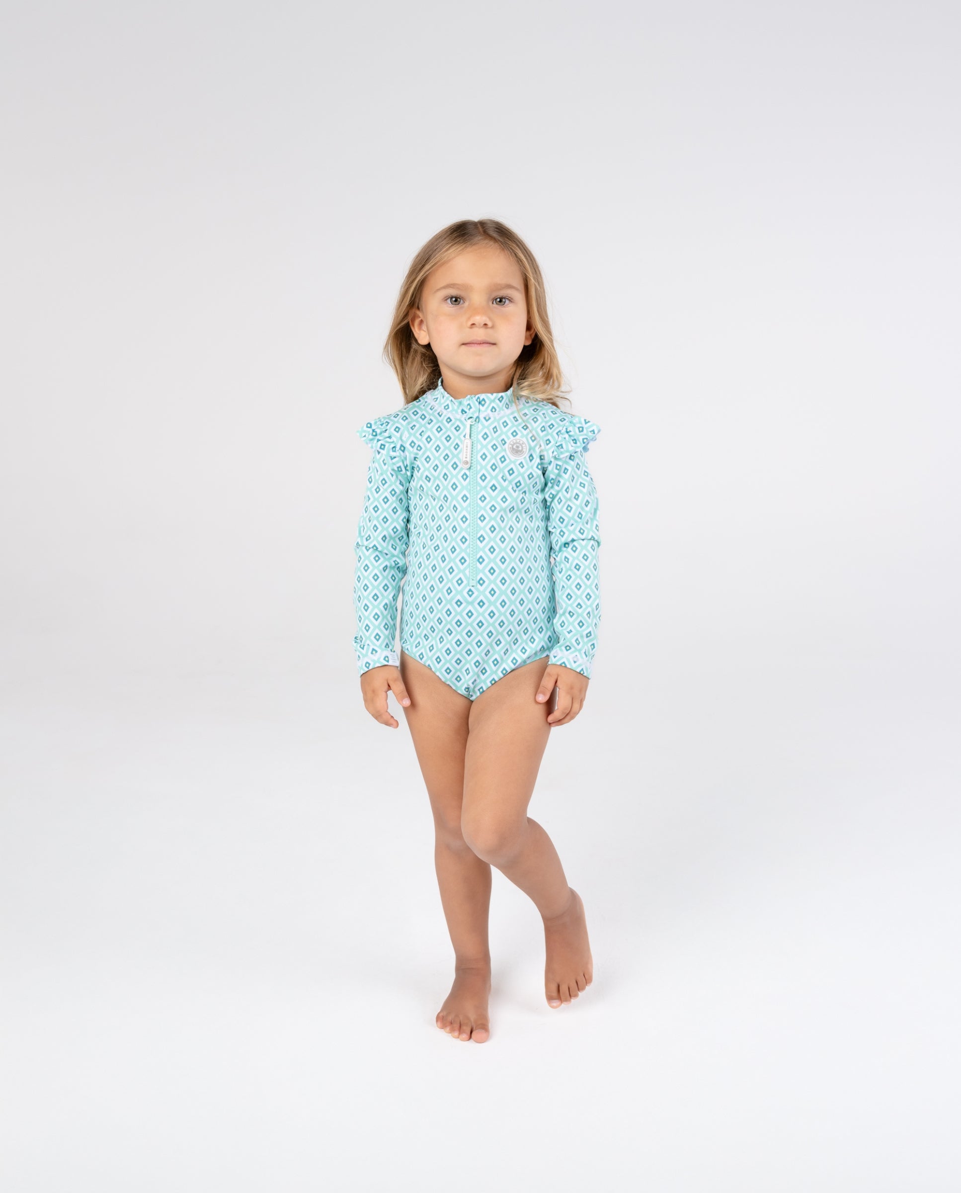 Bañador de niña estampado con Protección solar UPF40+ - Badawii - Azul claro Azul claro-3