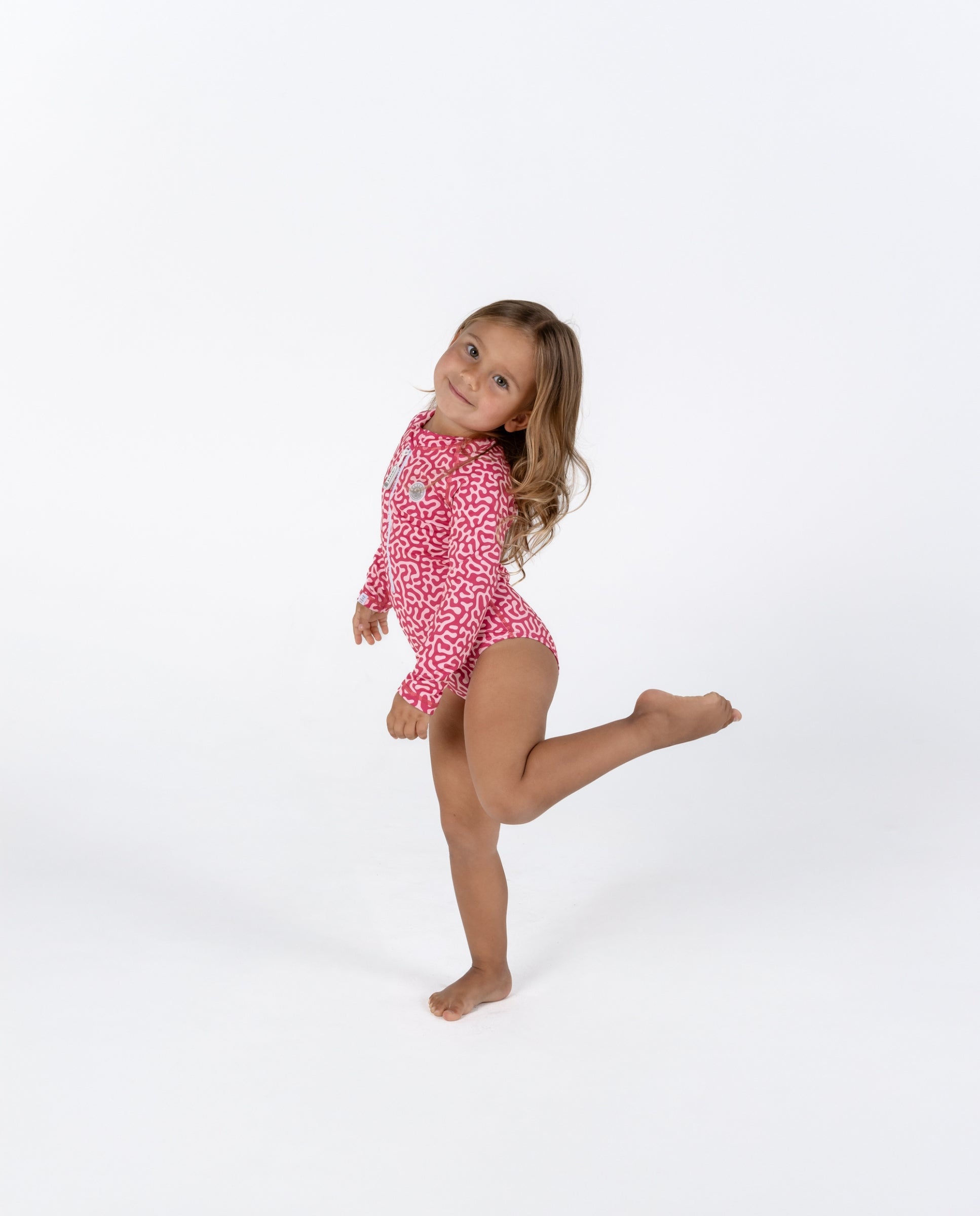 Bañador de niña estampado con Protección solar UPF40+ - Badawii - Rosa Rosa-3
