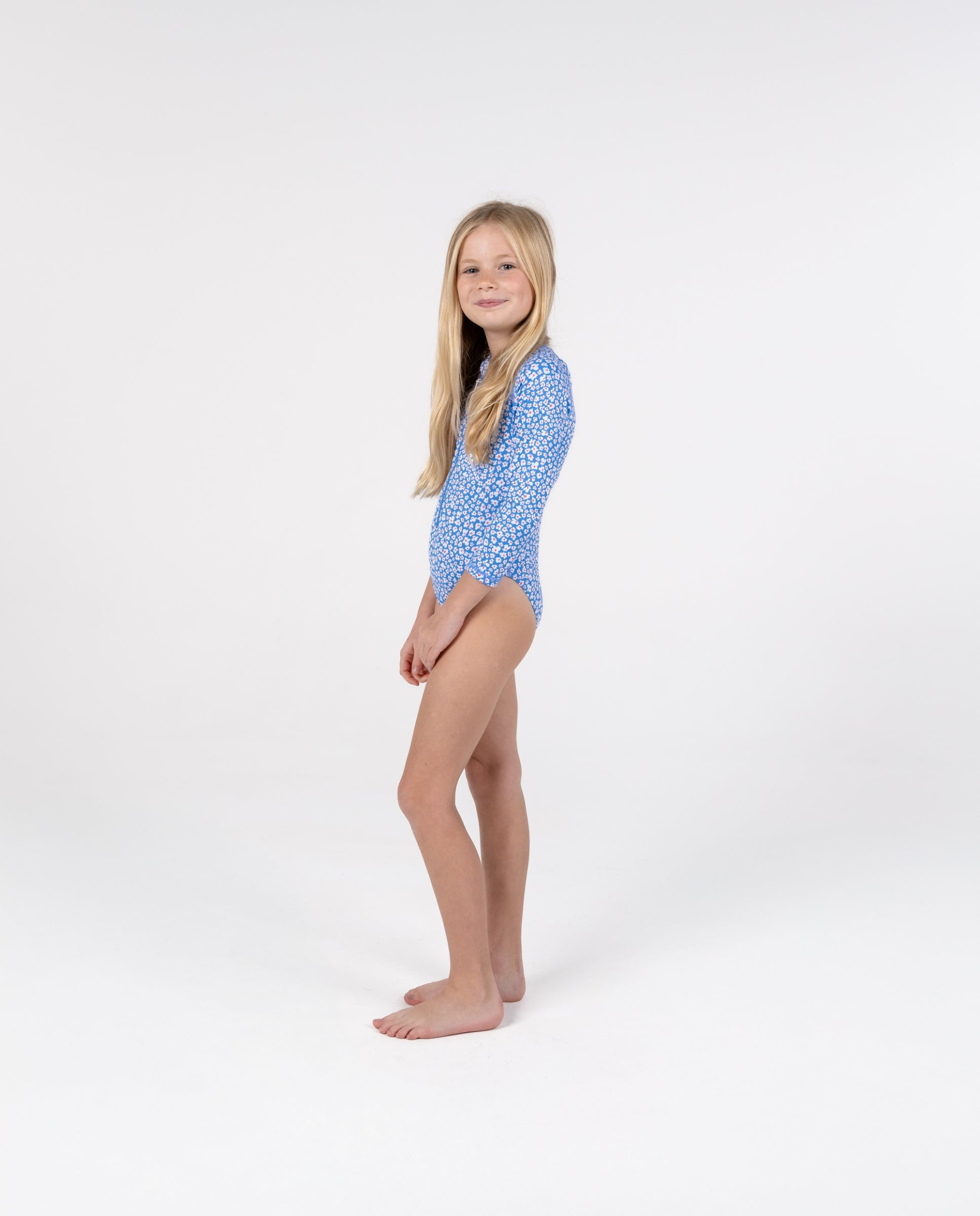 Bañador de niña estampado con Protección solar UPF40+ - Badawii - Azul claro Azul claro-2