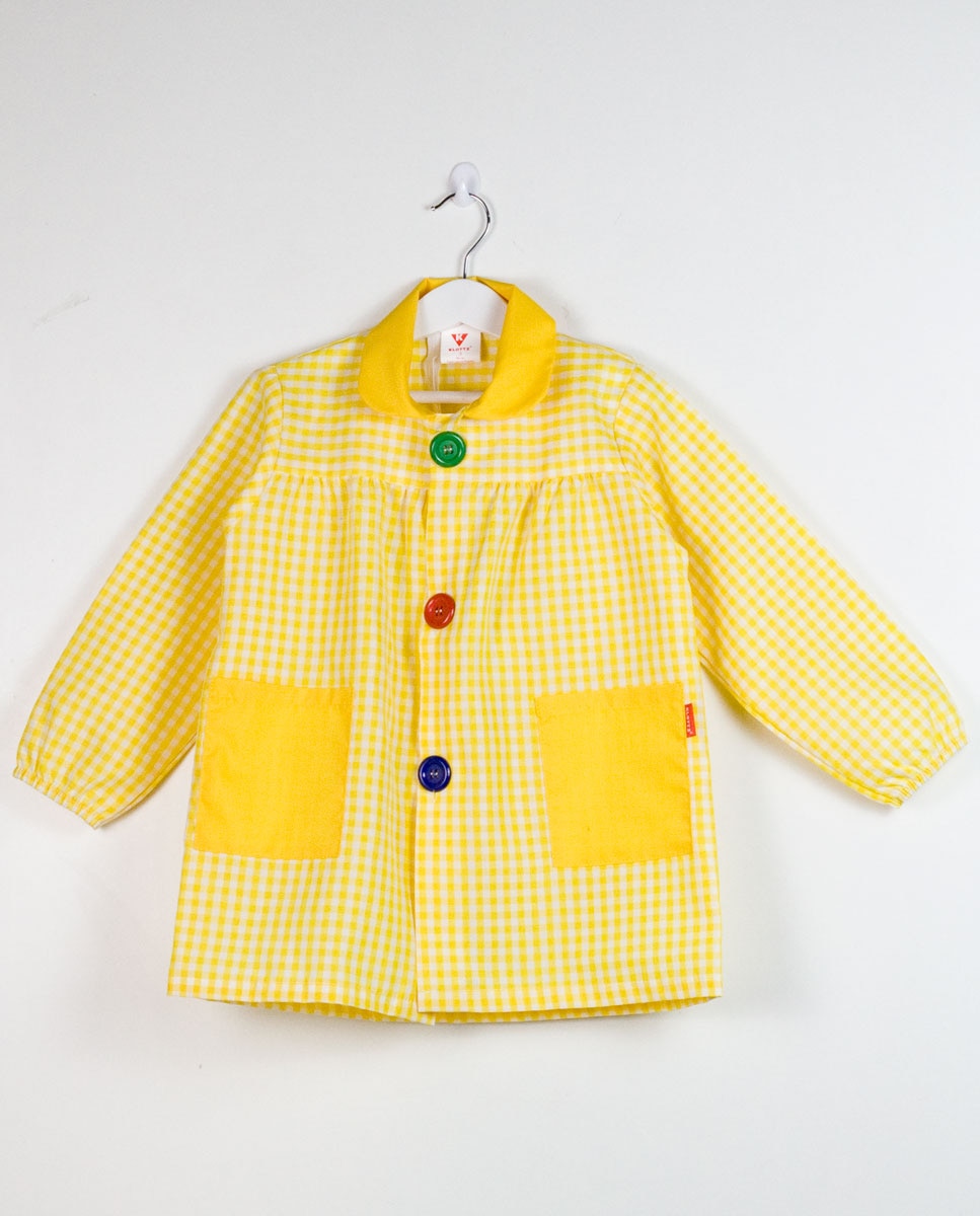 Babi de niños escolar de cuadros con bolsillos