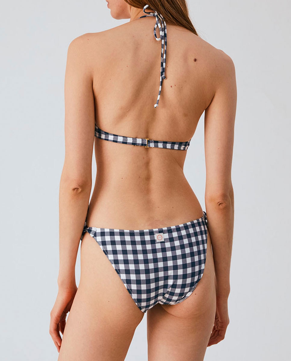Top de bikini halter de cuadros vichy - Bohodot - Negro Negro-2