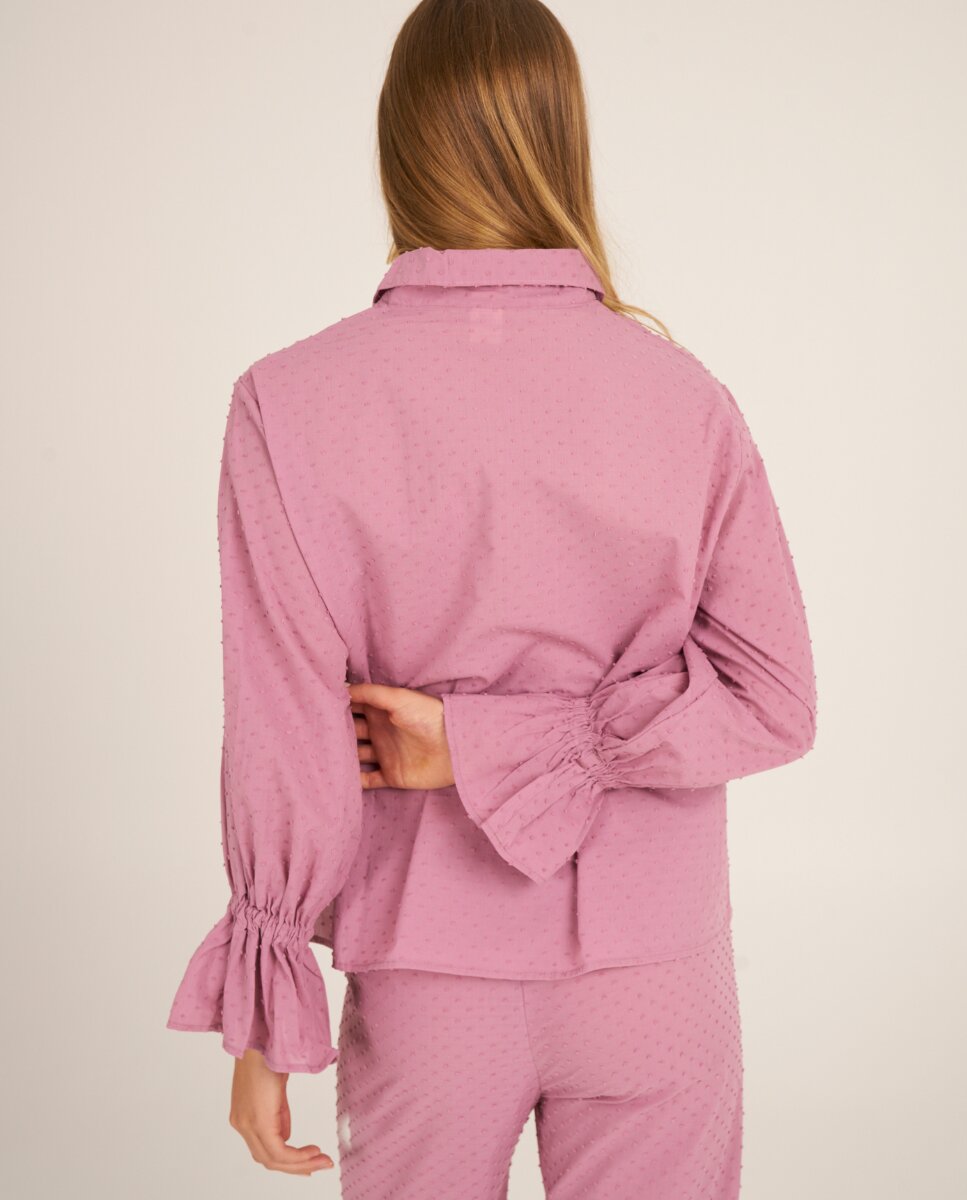 Camiseta de pijama de mujer con volante en los puños - Bohodot - Rosa Rosa-3