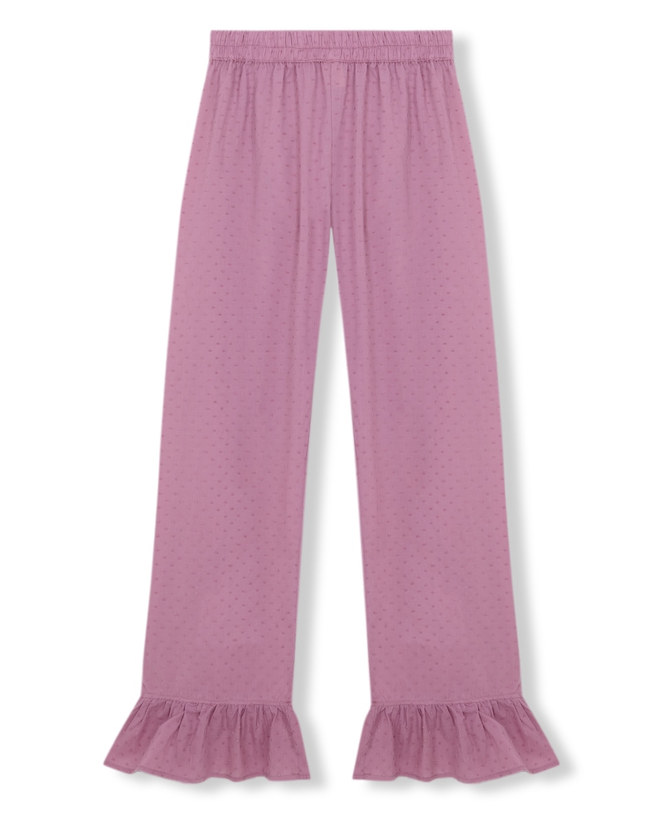 Pantalón de pijama de mujer con volantes en los tobillos - Bohodot - Rosa Rosa-4